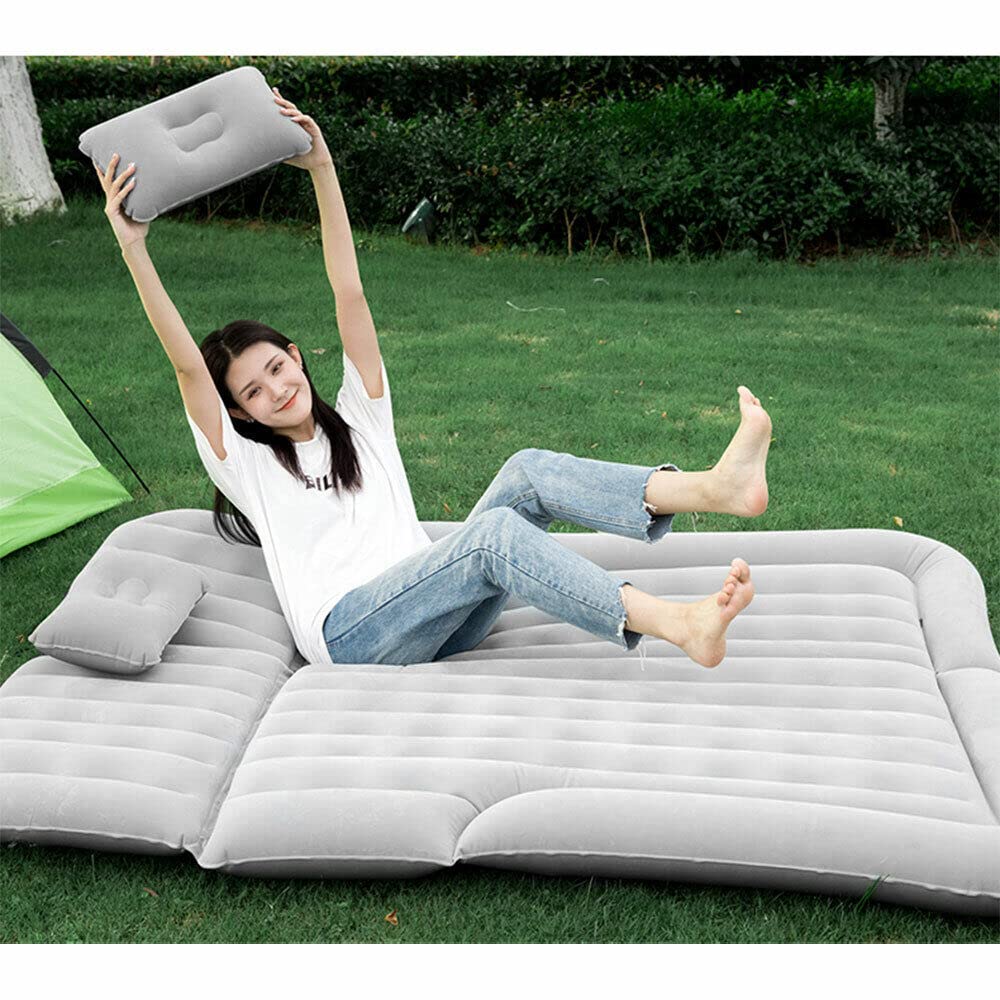 Materasso per Auto, 170 x 120 cm, Materasso SUV per Auto, Materasso Gonfiabile per Viaggi, Campeggio, Attività Outdoor, con 2 Cuscini e Pompa, Grigio