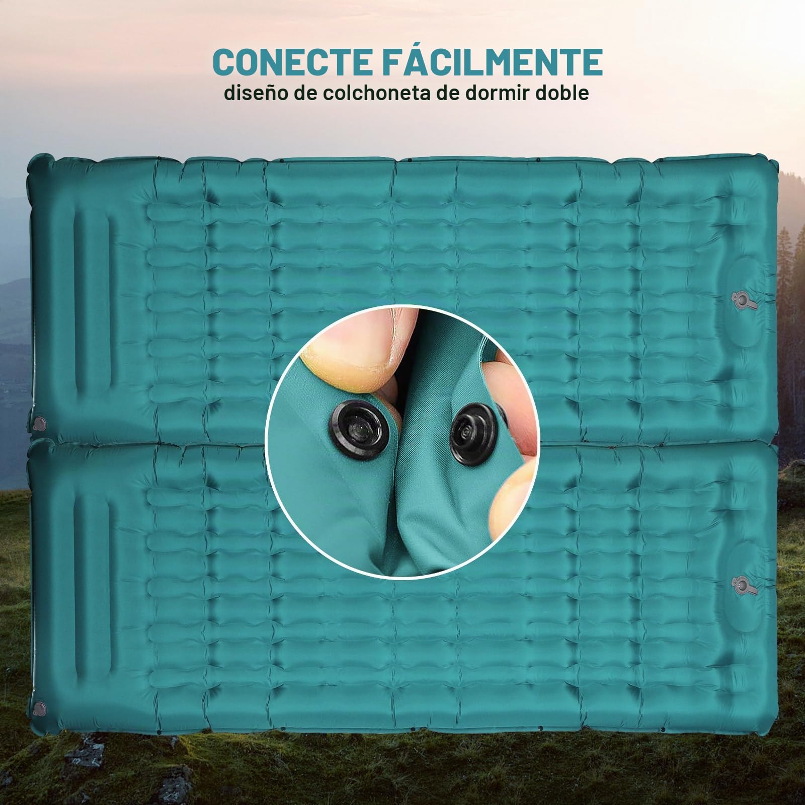 Colchoneta De Camping Inflable Autoinflable: Extra Gruesa 12 Cm Termo Colchón Inflable Con Almohada Plegable Colchoneta Autoinflable Con Bomba De Pie, Para Tienda Trekking Playa (Azul Pavo Real)