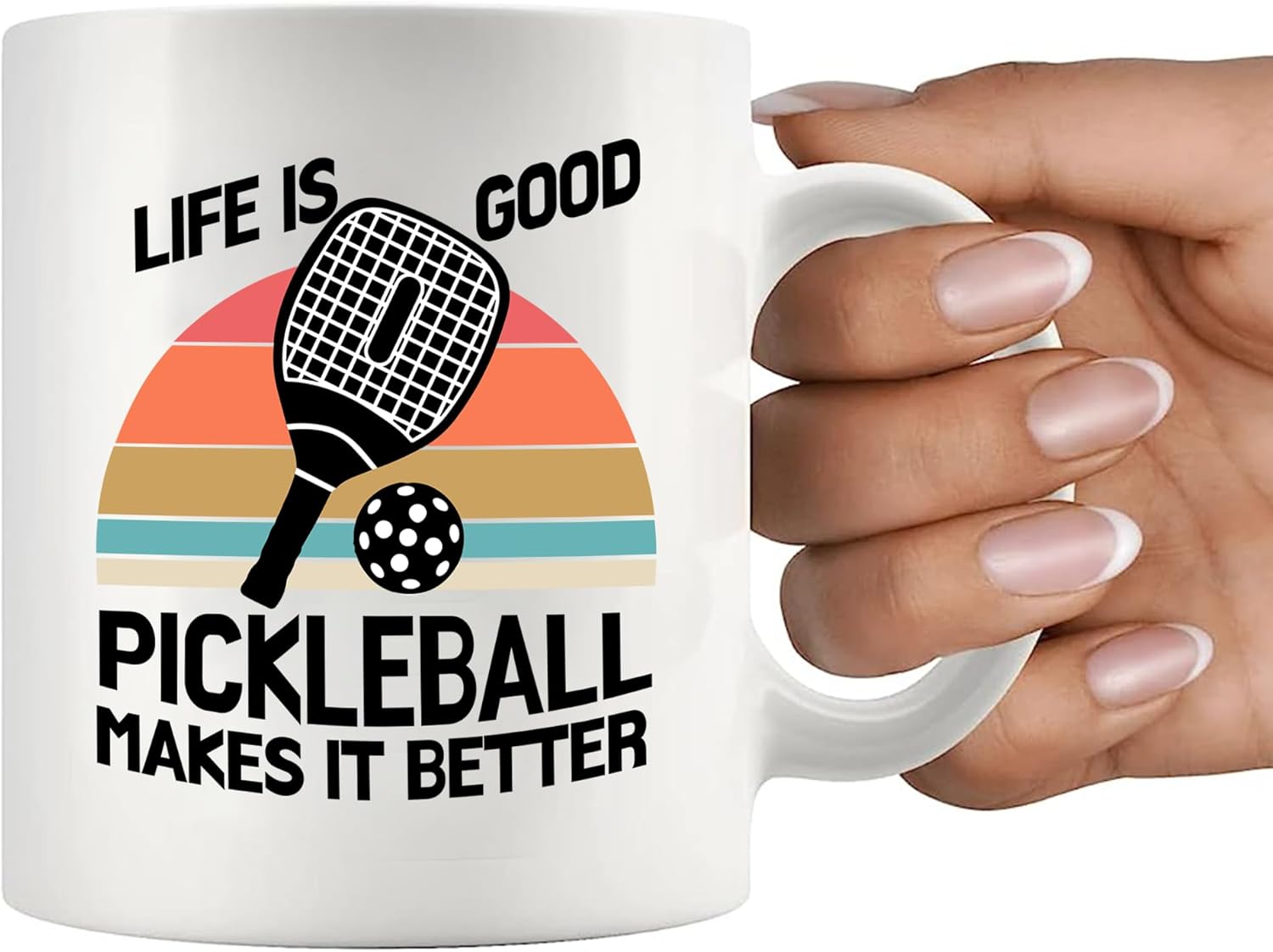 Panvola Life Pickleball Makes it Better Pickleball Gifts Sports Player Dad Mom Uncle Aunt Boyfriend Girlfriend Coach Gifts Novelty Drinkware Ceramic Mug 11 oz White - Image 8