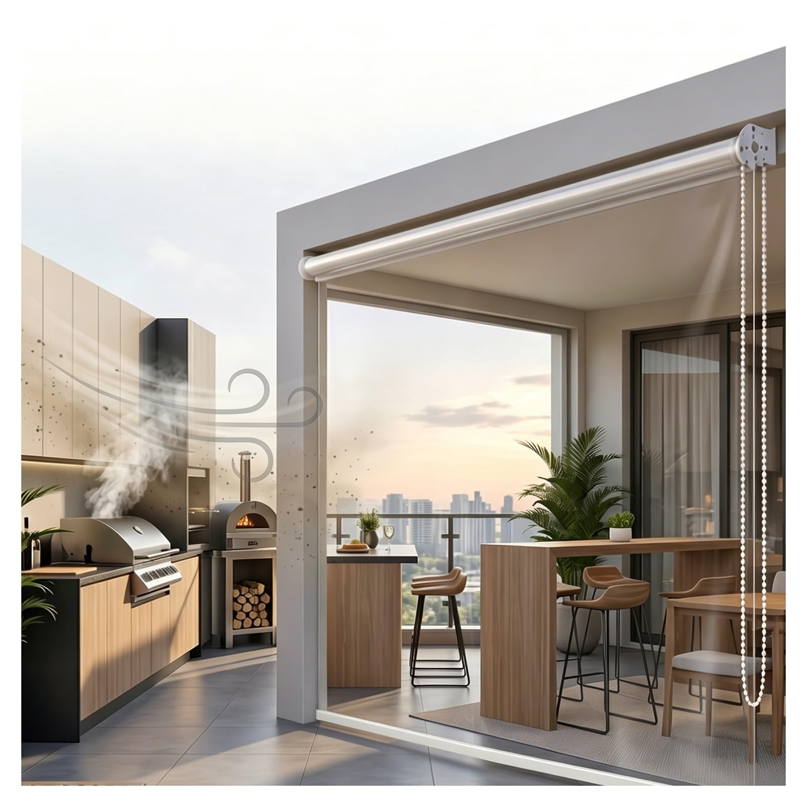 Transparent PVC Roller Shade Blind，clear waterproof roll up blinds，porch blinds outdoor roll up weatherproof，enclosed patio，vinyl curtains for patio，0.5mm Thick(W100*H160cm/W39.37*H62.9in)