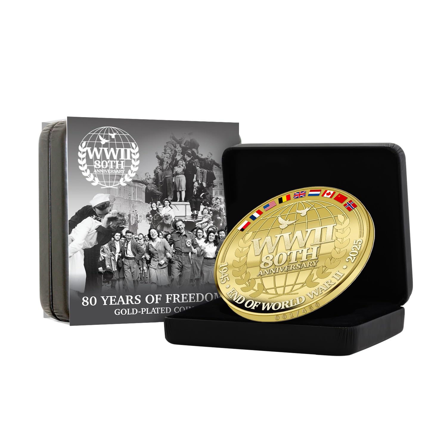 80 Years of Freedom Gold Luxe Super Size Coin WWII VE Day Limited Edition 2025