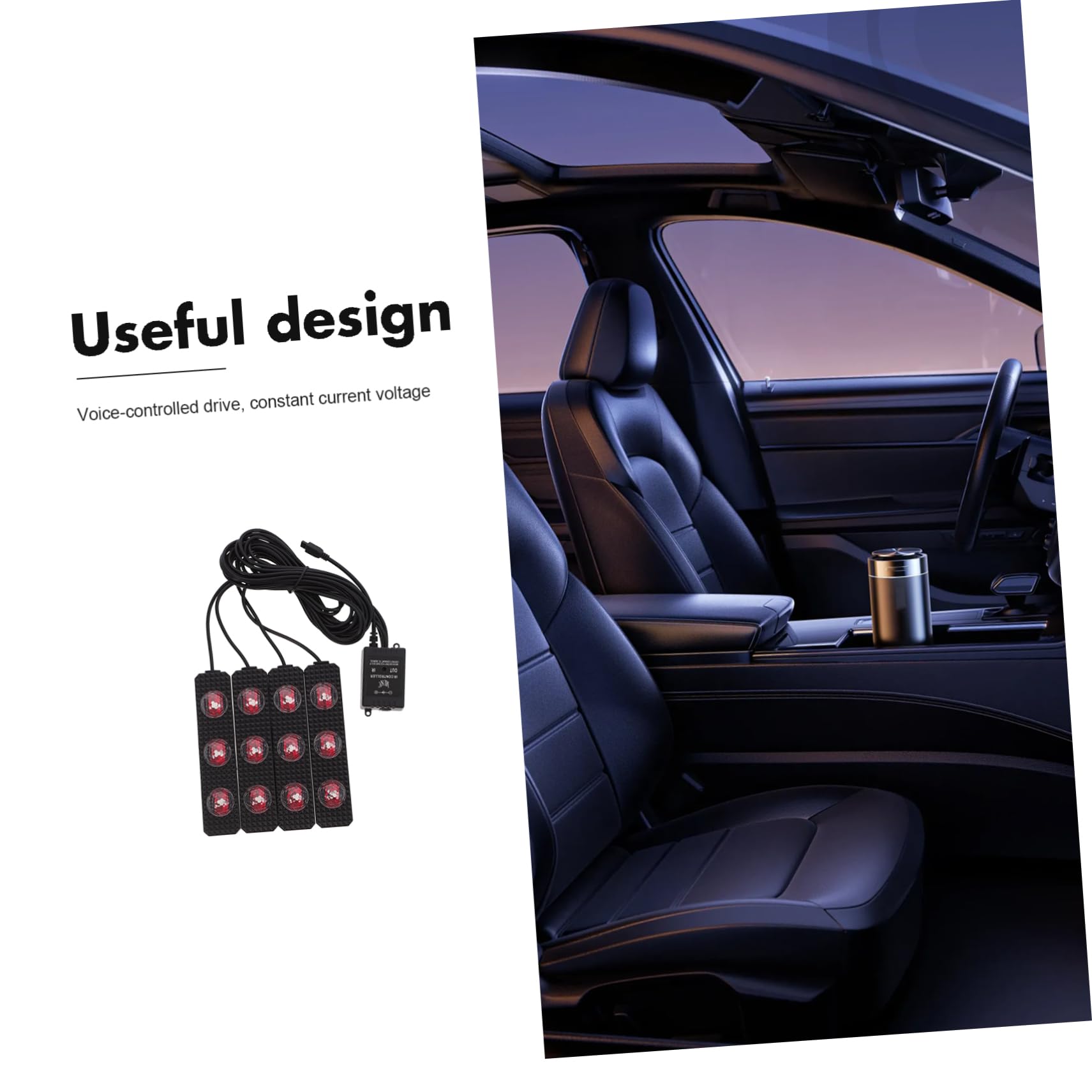 Luces Ambiente Coche Interior USB, 4 Tiras LED Multicolor