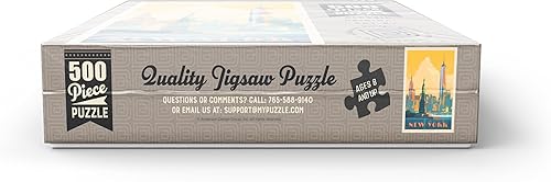 Miniatura 3 de New York City Skyline Glow, póster vintage, rompecabezas prémium de 500 piezas para adultos