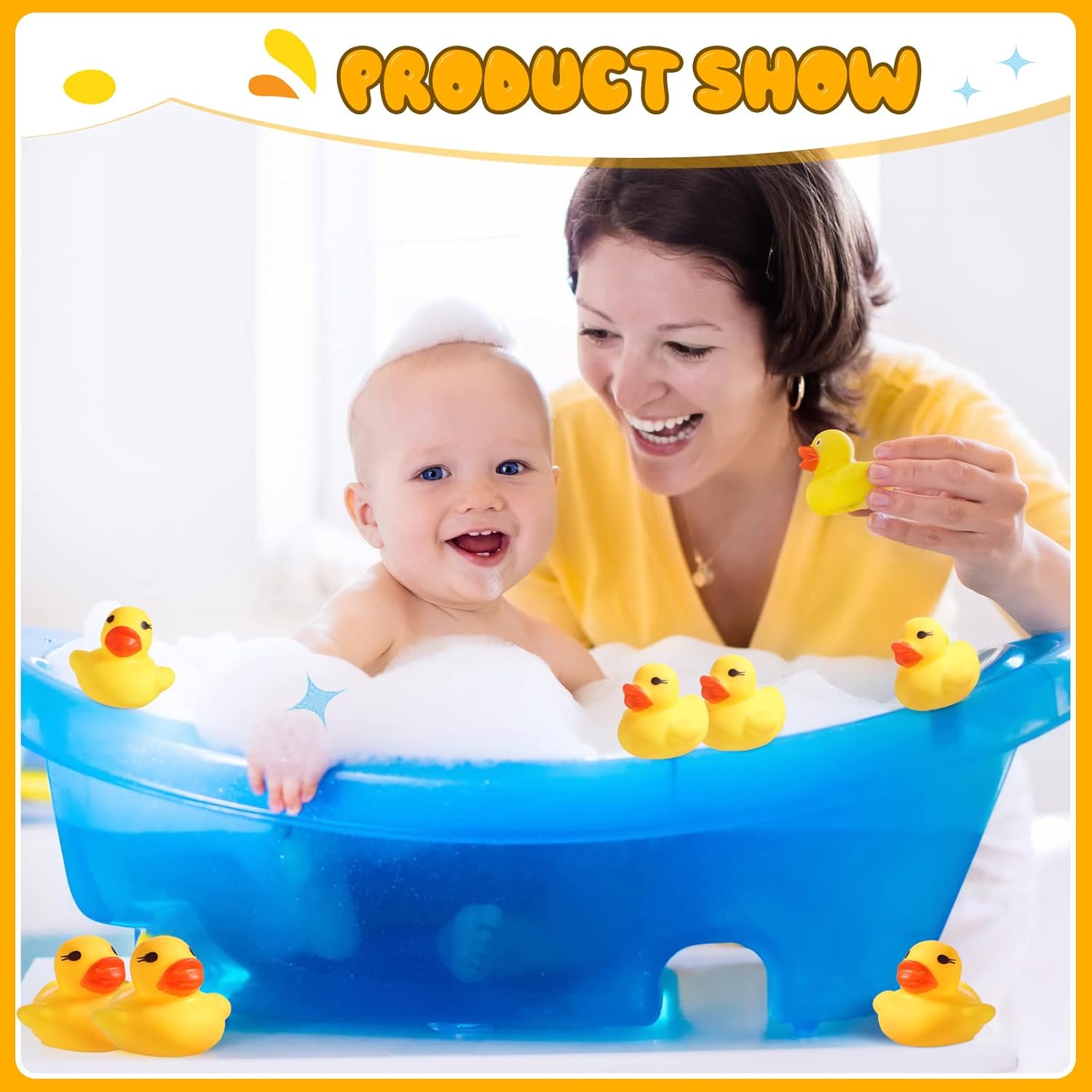 Teling 200 Pcs Mini Rubber Ducks in Bulk Yellow Tiny Baby Shower Ducks Float Squeak Bathtub Duckies Preschool Bath Toy for Birthday Party Gift (Yellow)