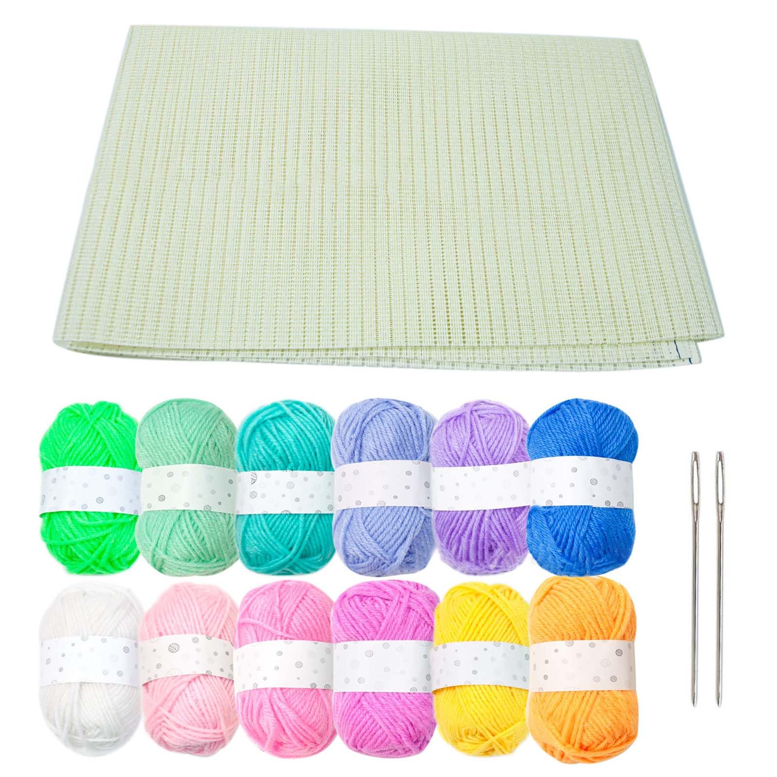 Buxuaaaa Needlework Linen Fabric Embroidery Thread and Stitching Needle Set for Needlework, Embroidery, Rugs Decoration Making Colored Fabric