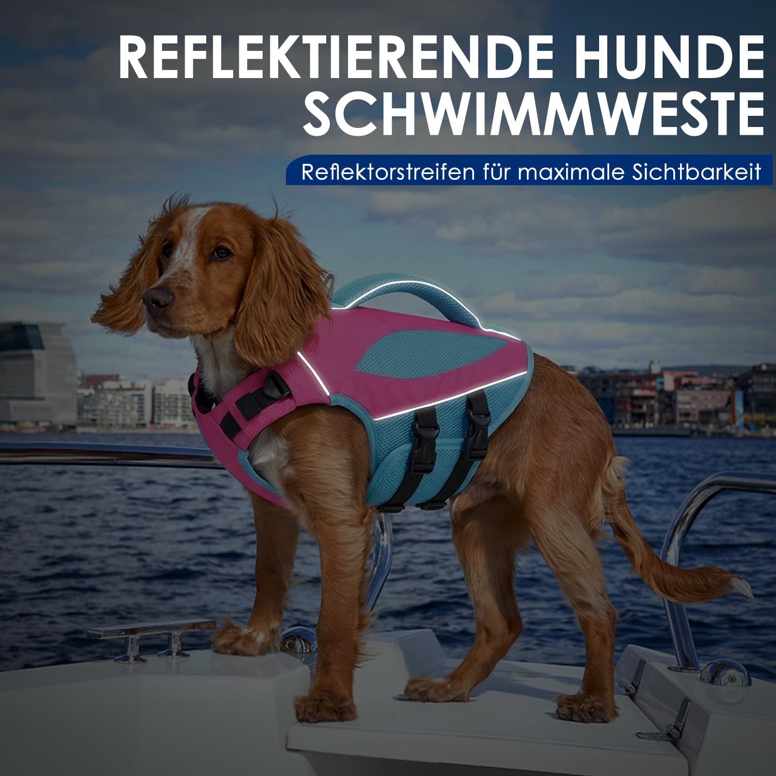 AOFITEE Schwimmweste Hund Klein, Verstellbar & Ripstop Hund Rettungsweste mit Rettungsgrif, Sicher Reflektierende Hunde Schwimmweste Hoher Auftrieb Hundeschwimmweste Kleine Hunde, Rose, S