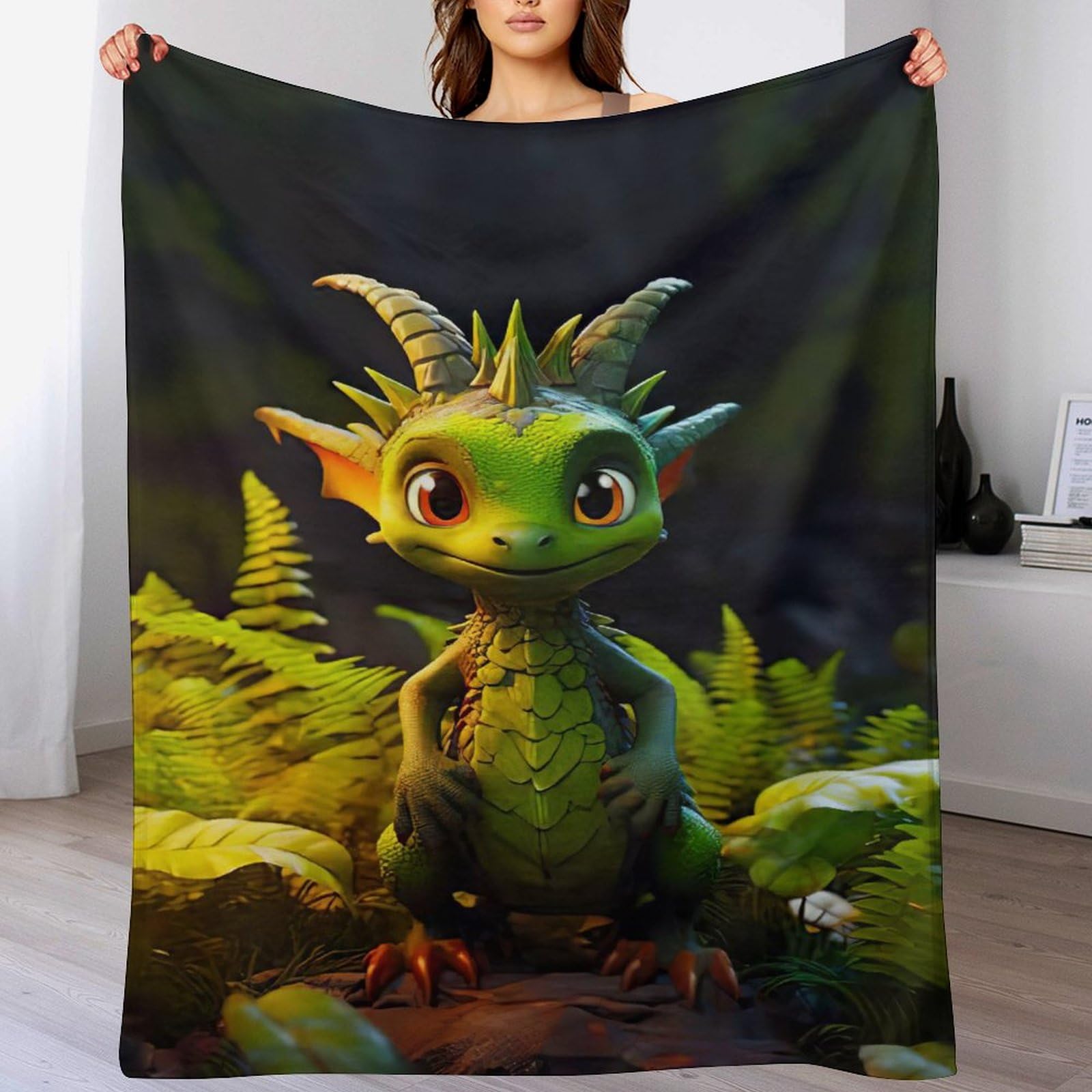 Couverture chaude douce et lavable en flanelle dragon 100x130 cm