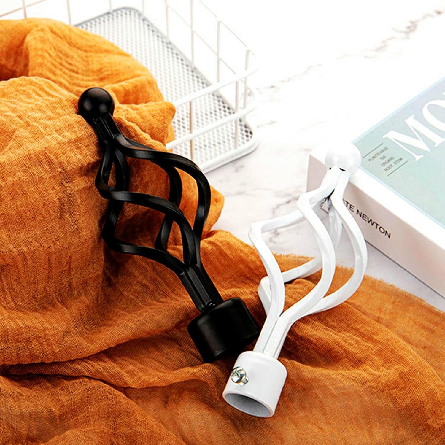 Curtain Rod Finial 22mm 25mm 28mm 4PCS Iron Twist Head Roman Rod Decorative end Accessories Black 25mm