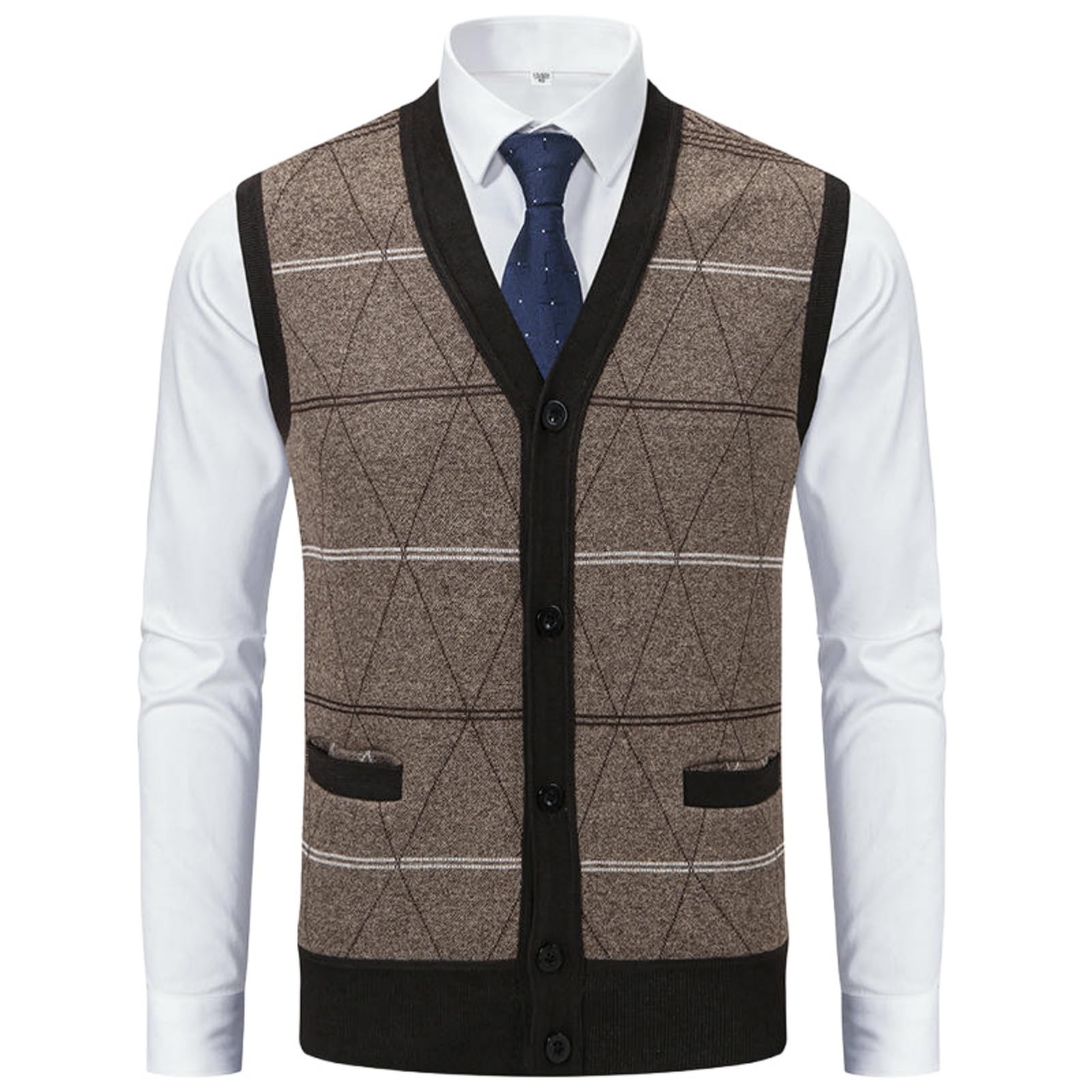 Chaleco de punto de cachemira para hombre capa base gris m 7