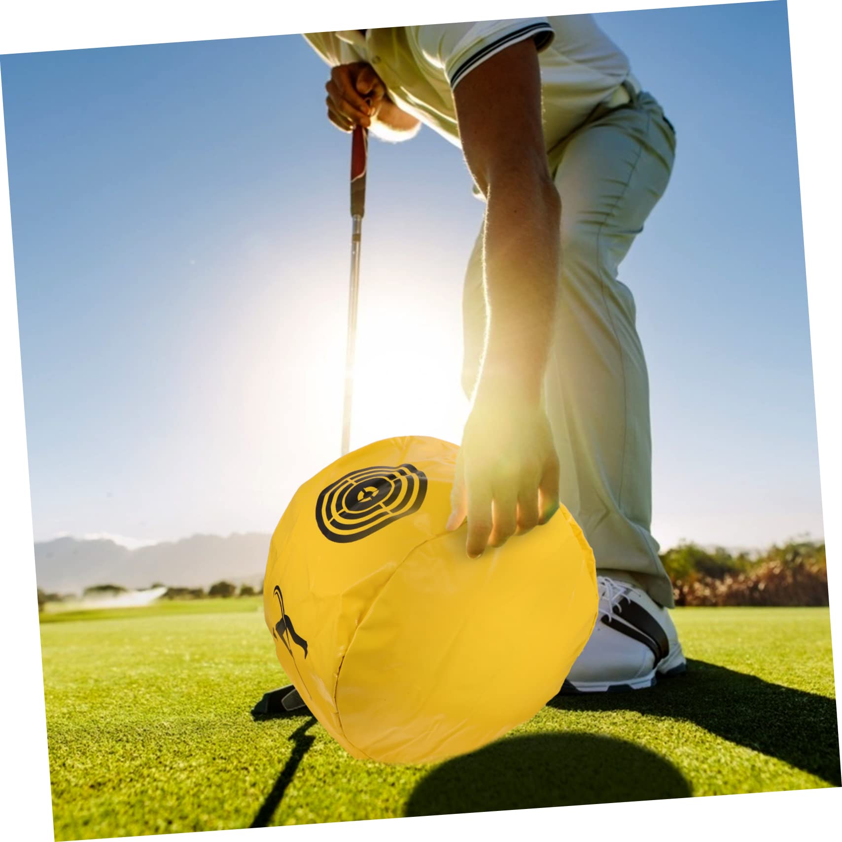 ibasenice Bolsa Precisión Amarillo Entrenamiento de Swing en de Golf, PVC Ayuda de Práctica Segura Mejorar la Impacto para Casa Aire Libre
