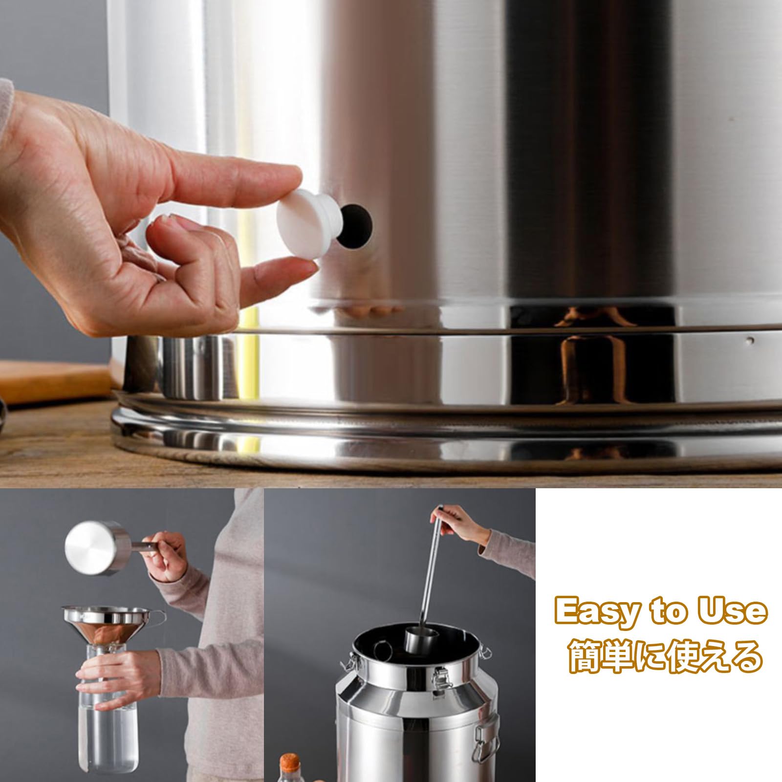 Cubo de leche de acero inoxidable, barril de transporte sellado para contenedor de almacenamiento de líquidos/alimentos, con asa de transporte y tapa de empuje, ideal para restaurante, hotel, tienda