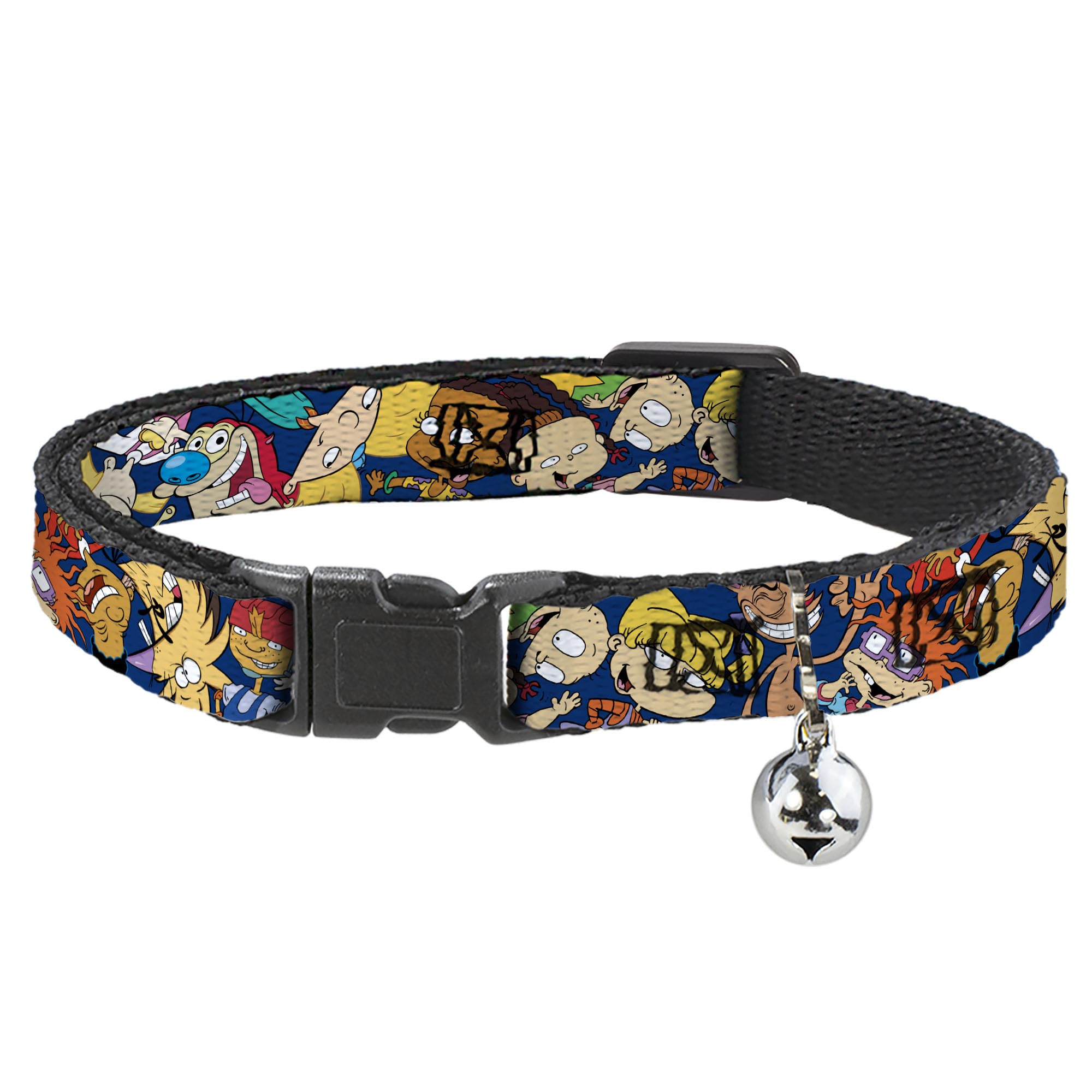 Collar para gato Buckle-Down Nick 90s azul ideal para paseos seguros en el jardín
