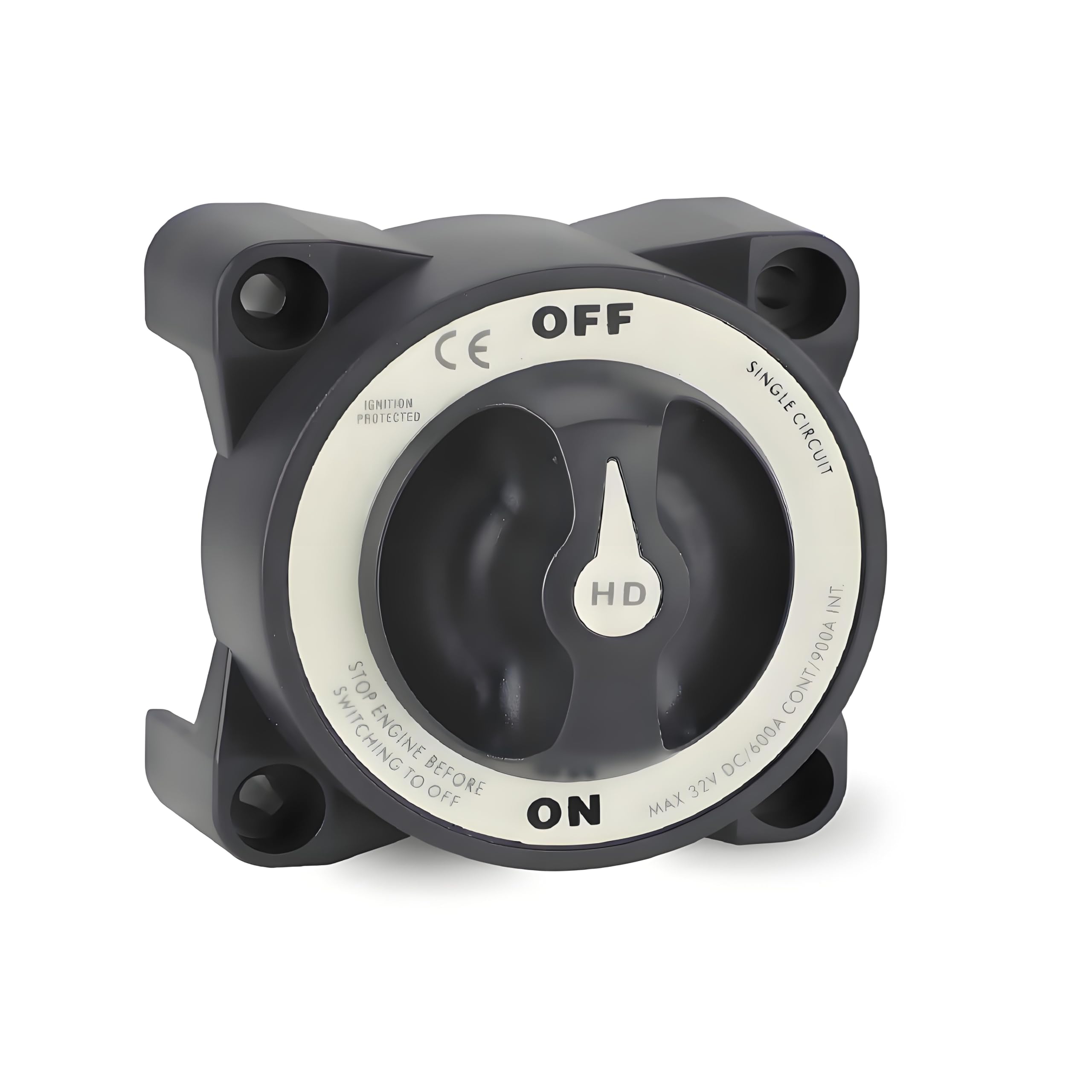 Interrupteur marche/arrêt de batterie 600 A - Isolateur de circuit unique - Étanche IP66 - 3 goujons pour camping-car, bateau