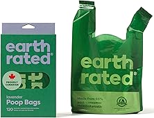 Earth Rated Dog Poo Bags with HandlesEasy Tie and Guaranteed LeakproofLavender Scented120 Bags