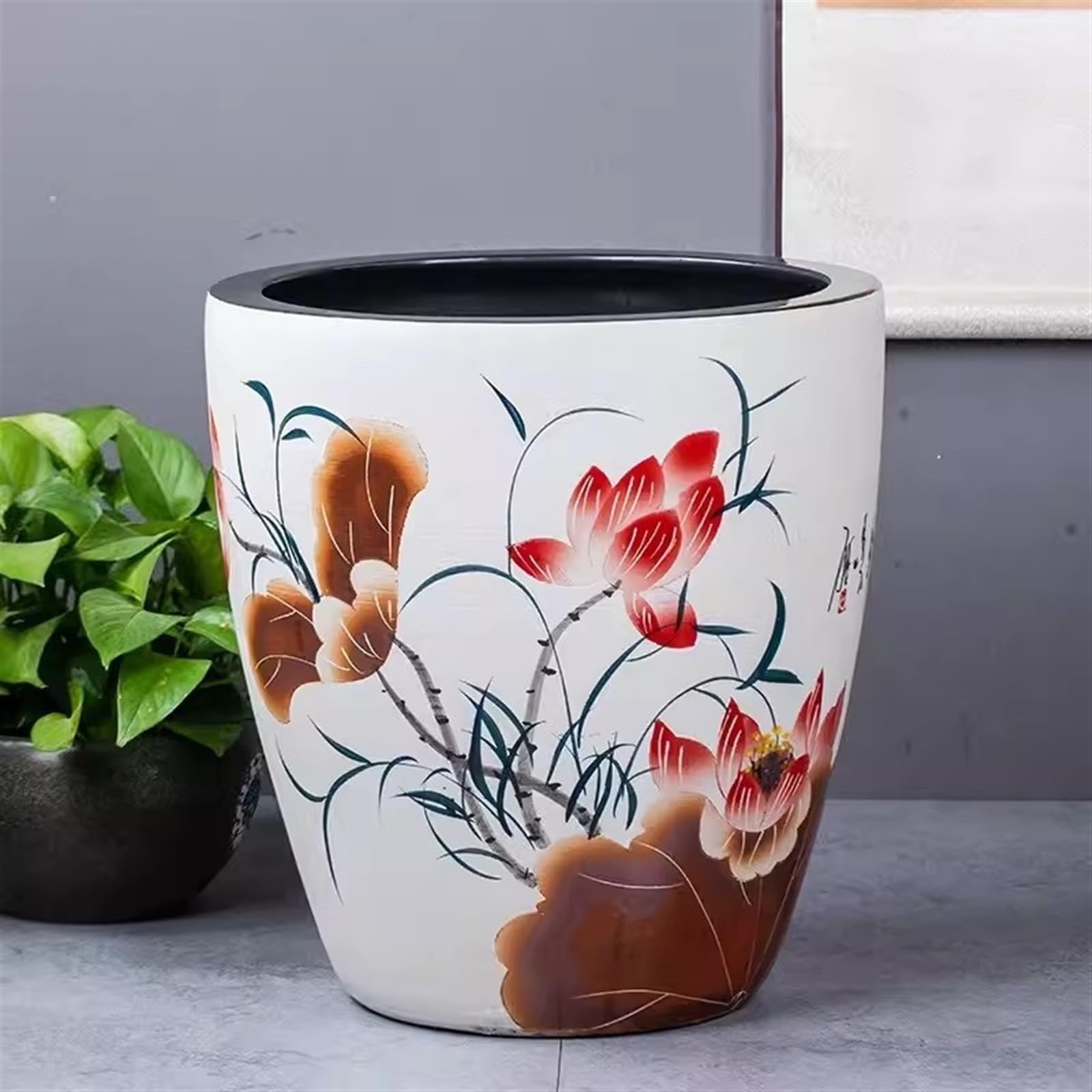 Akwarium Chiński styl podniesiony ceramiczny zbiornik na ryby patio ogród akwarium akwarium zbiornik na wodę zabytkowy taras ozdoby do salonu do ekspozycji na biurku(S)