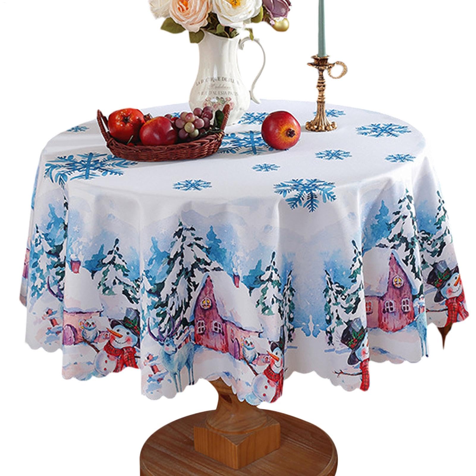 Nappe ronde de Noël anti-tache pour un repas de fin d'année sans stress