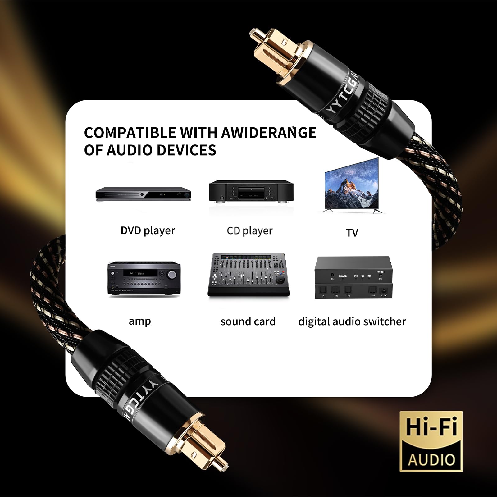 Cavo audio ottico digitale in fibra ottica Toslink S/PDIF, cavo audio surround per TV, PS4, Xbox, CD (1 m)