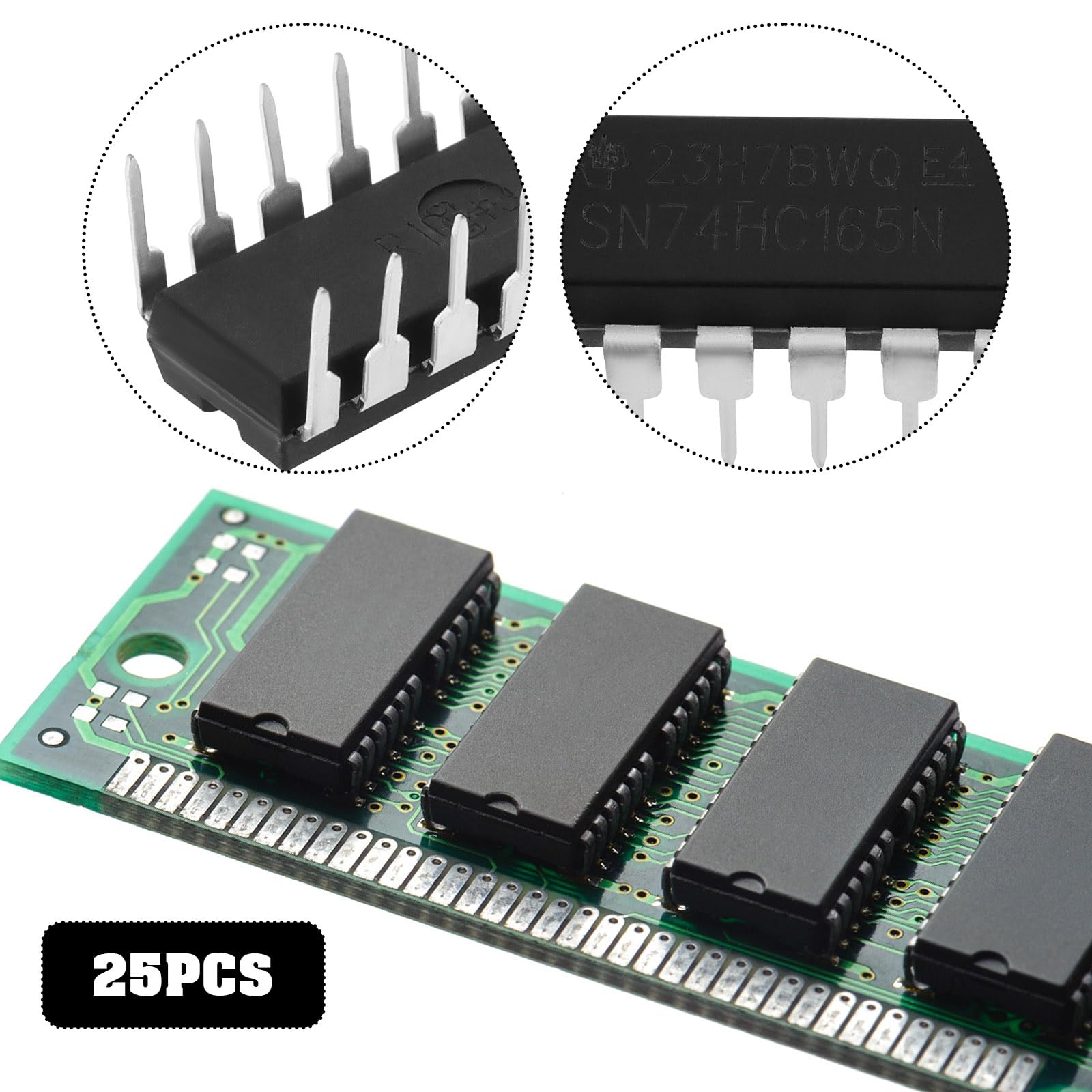 25Pcs DIP16 IC 8BIT Registro di spostamento parallelo/uscita seriale Computer a 16 pin Dispositivi con foro passante SN74HC165N nero per strumenti di comunicazione