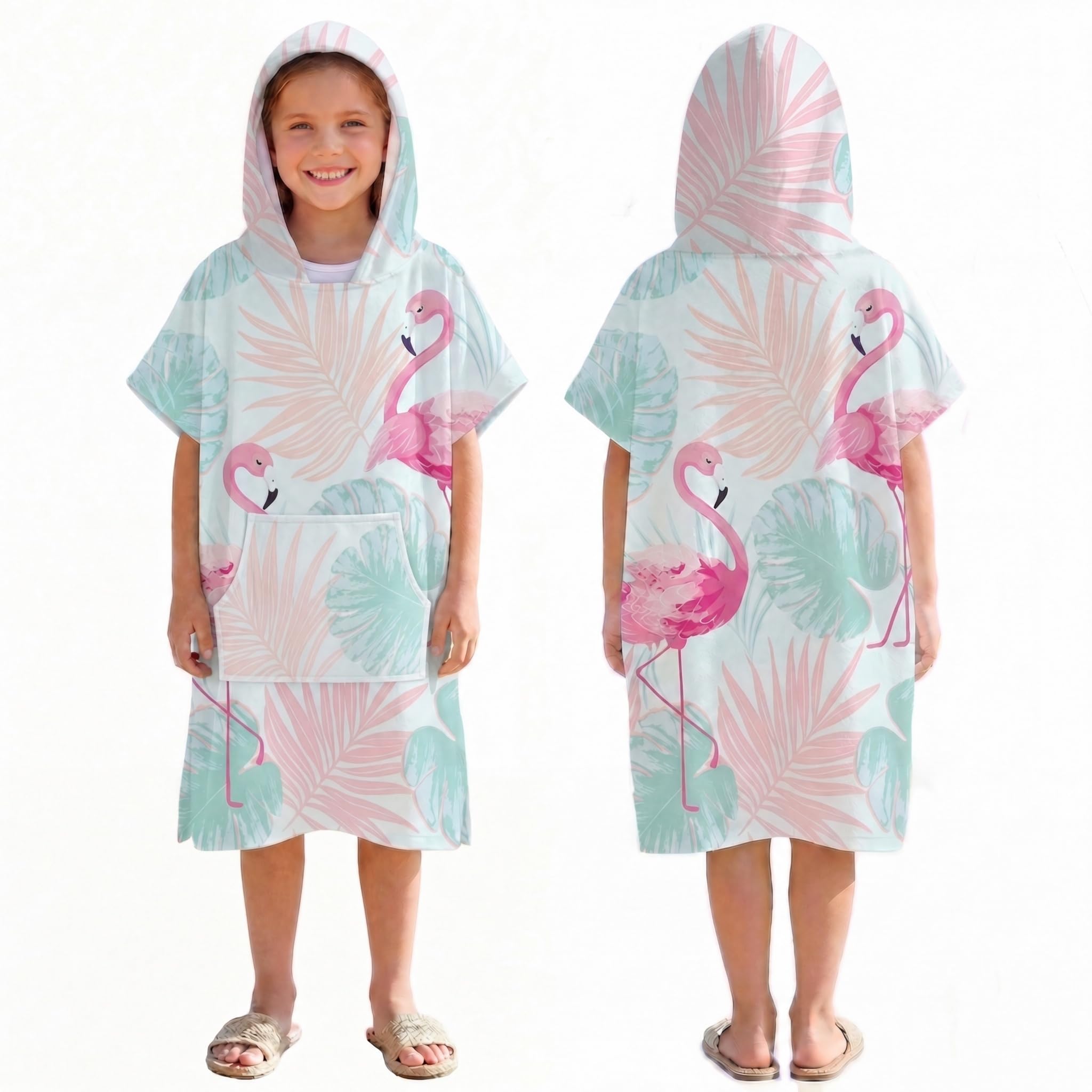 Kinderbademantel, Stoff,schnelltrocknend,Surf-Cape,Wickeltuch,Kapuzenpullover mit Taschen zum Schwimmen,Strand,Surfen,Tauchen,Baden zu Hause