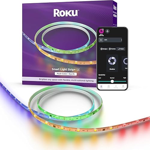 Miniatura 9 de Roku Tira de luces LED inteligente, 16.4 pies - Opciones de color con brillo y temperatura ajustables - Tiras de luces WiFi inteligentes de pelar y