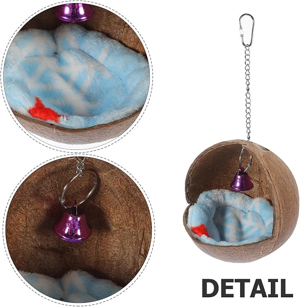 Casa Natural para Loros Nido Colgante y Campana, Cama para Pájaros para Jaula, Adecuado para Descanso de Agapornis y Periquitos Color Aleatorio - 3