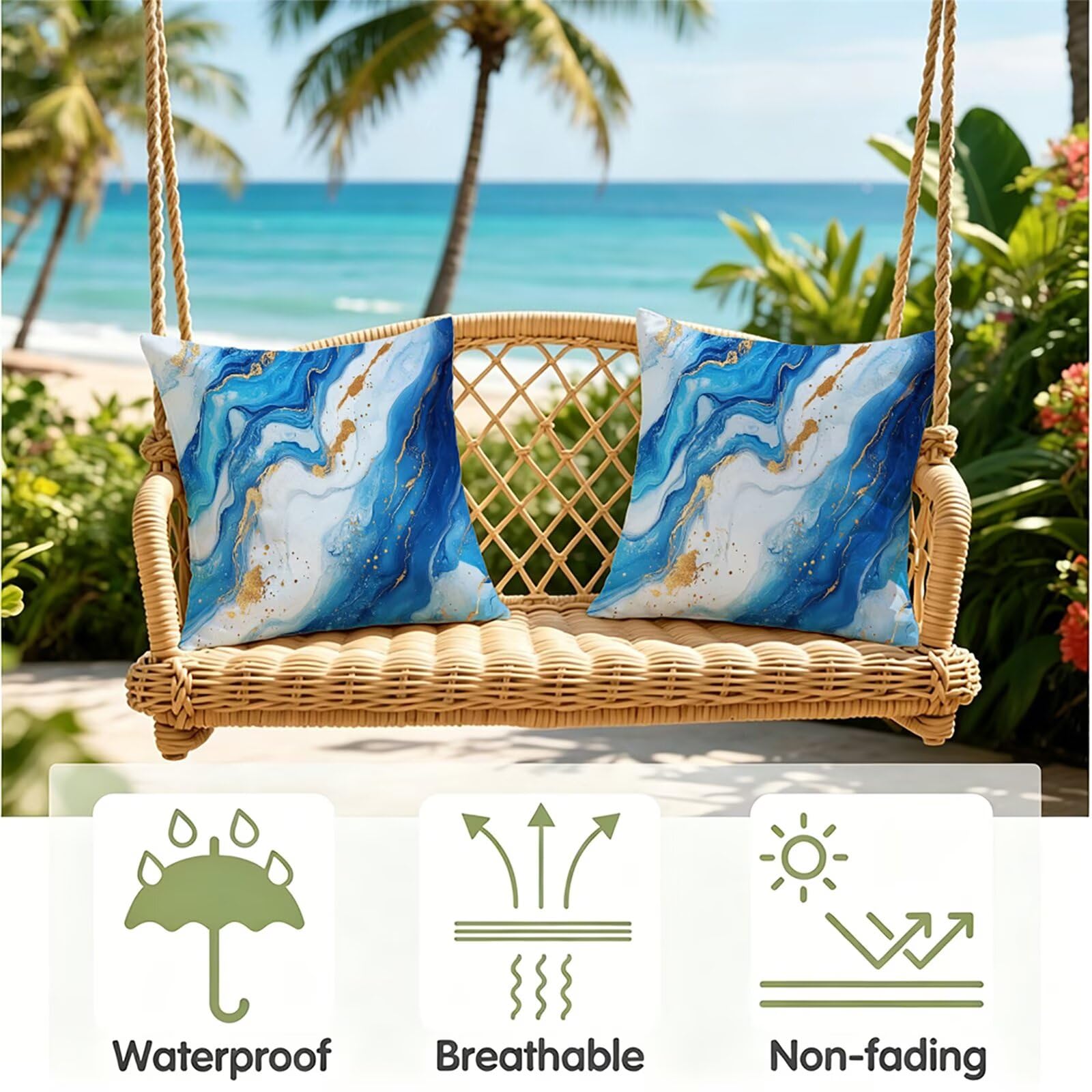 Federe Cuscini Divano 65x65 cm Blu Cuscino Divano Velluto Decorativo Set da 2, con Cerniera Oro Cuscini da Esterno Impermeabili Federa Cuscino Quadrato per Divani Camera de Letto Soggiorno Auto dj-577