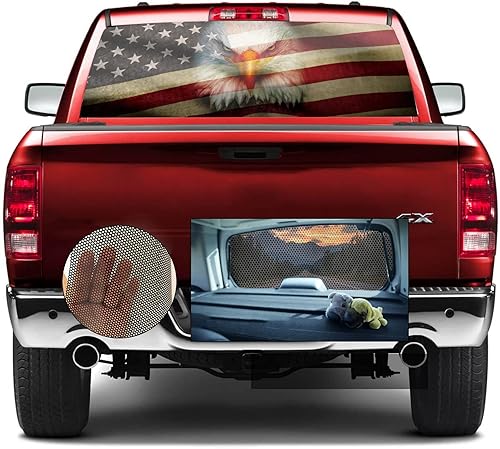 Calcomanías para ventana trasera para camiones, calcomanías de ventana de bandera estadounidense, diseño de águila calva, calcomanías de vinilo
