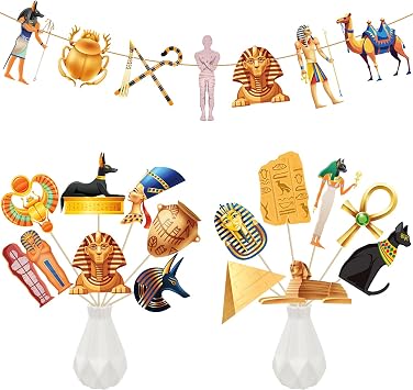 Ancient Egypt Centerpiece Sticks Egyptian Party Decorations 23PCS Egypt Party Table Centerpieces Mummy Pyramid Table Toppers for Egyptian Pharaoh Theme Mythology Birthday Party Supplies