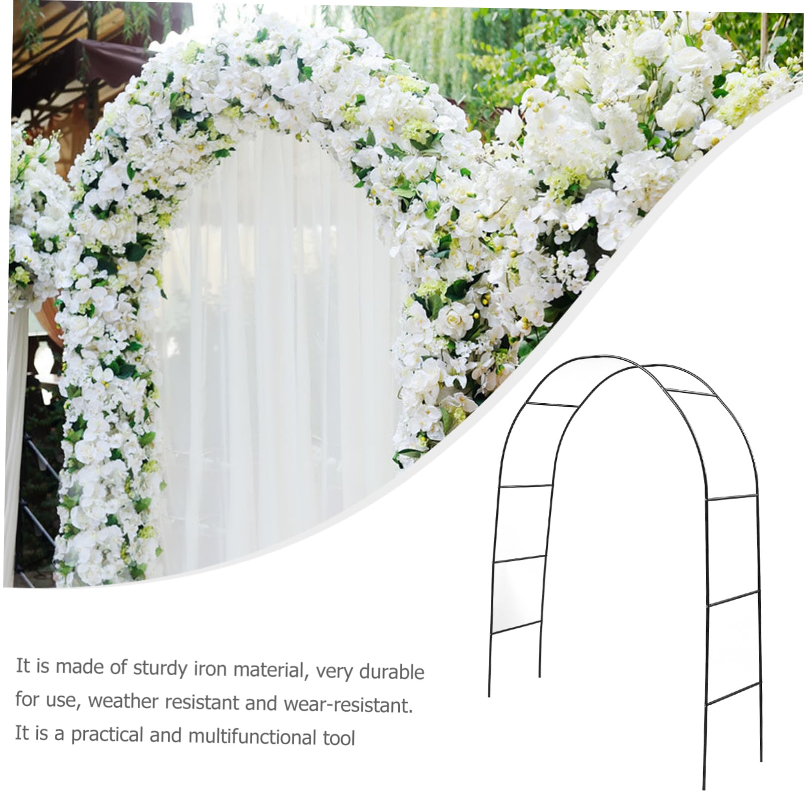 Hochzeitsbogen Gartenlaube Leichte Eisenpergola Dekorationsbogen Für Hochzeit Gartenparty Mit Abnehmbaren Abschnitten Metallbogen 80-100 Zeichen