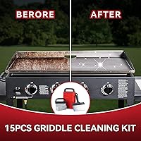 Vista 6 de onlyfire Kit de limpieza de parrilla de 15 piezas para Blackstone, kit de limpieza de parrilla de parte superior plana con piedra de parrilla