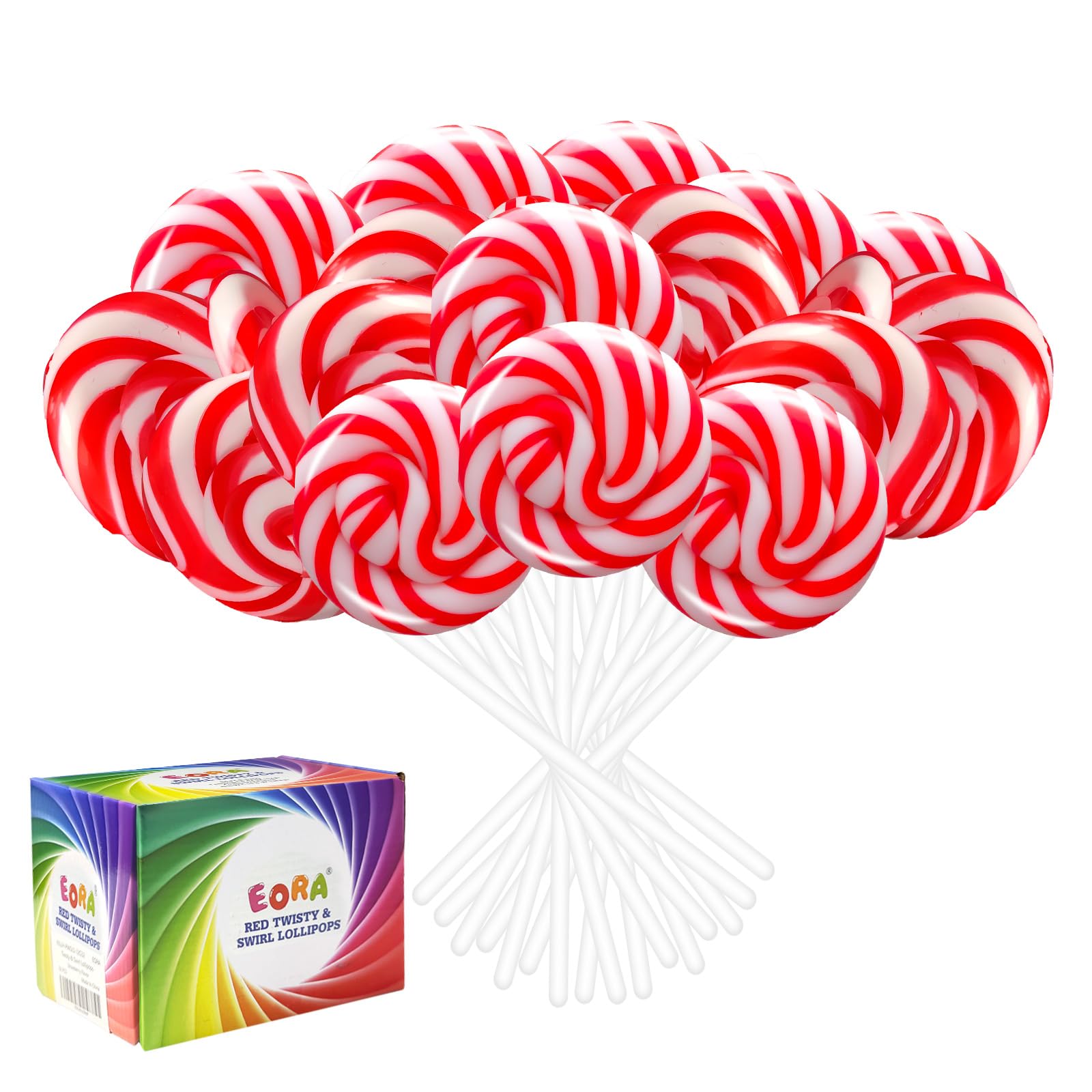 32 Pack Cranberry Red Twisty & Swirl Lollipops, Valentine's Day Swirl Lollipop Candies Individually Wrapped Bulk, Red Candy Lollipops Suckers for Birthday Party Favors & Candy Buffet