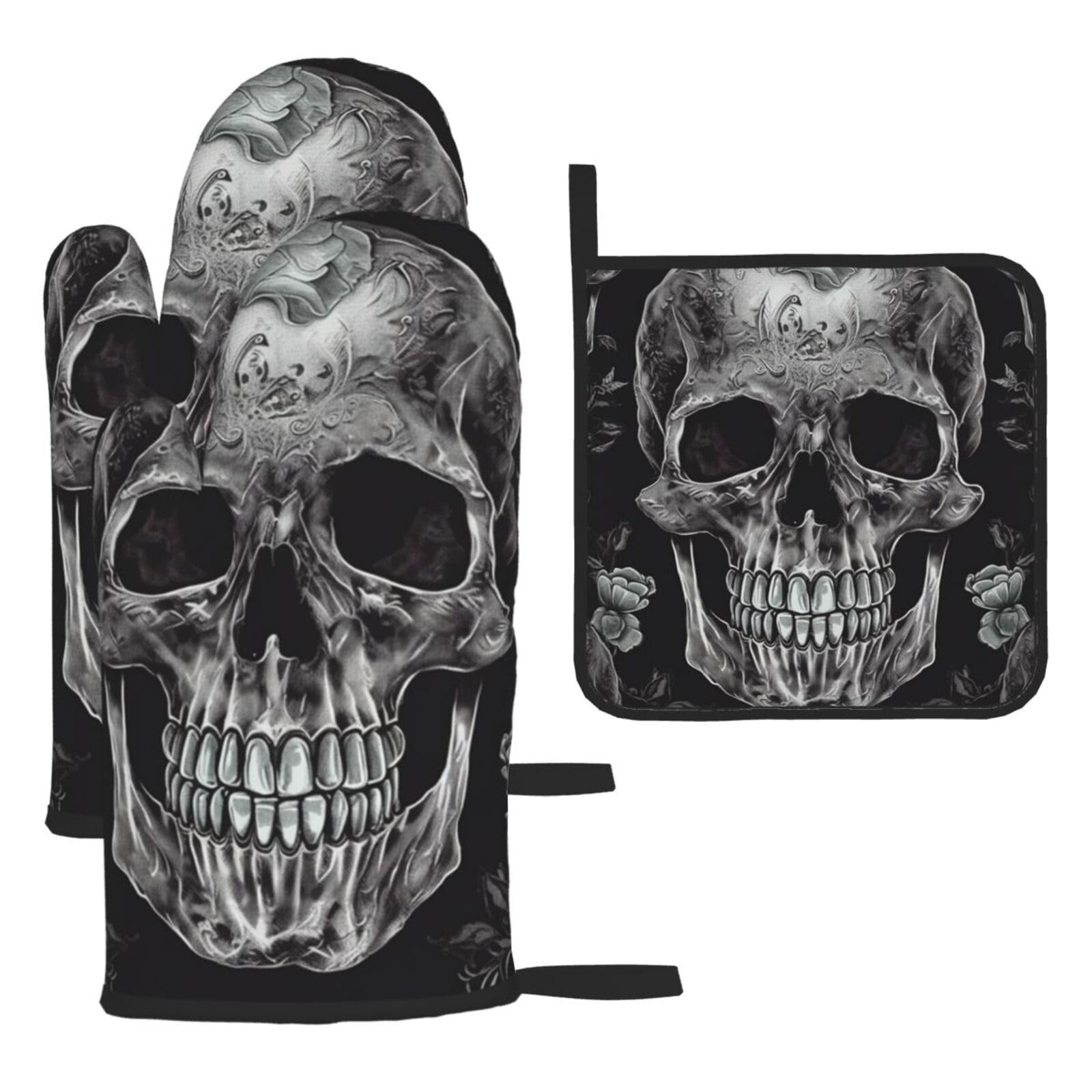 Gants de cuisine squelette imperméables et antidérapants résistants à la chaleur du barbecue