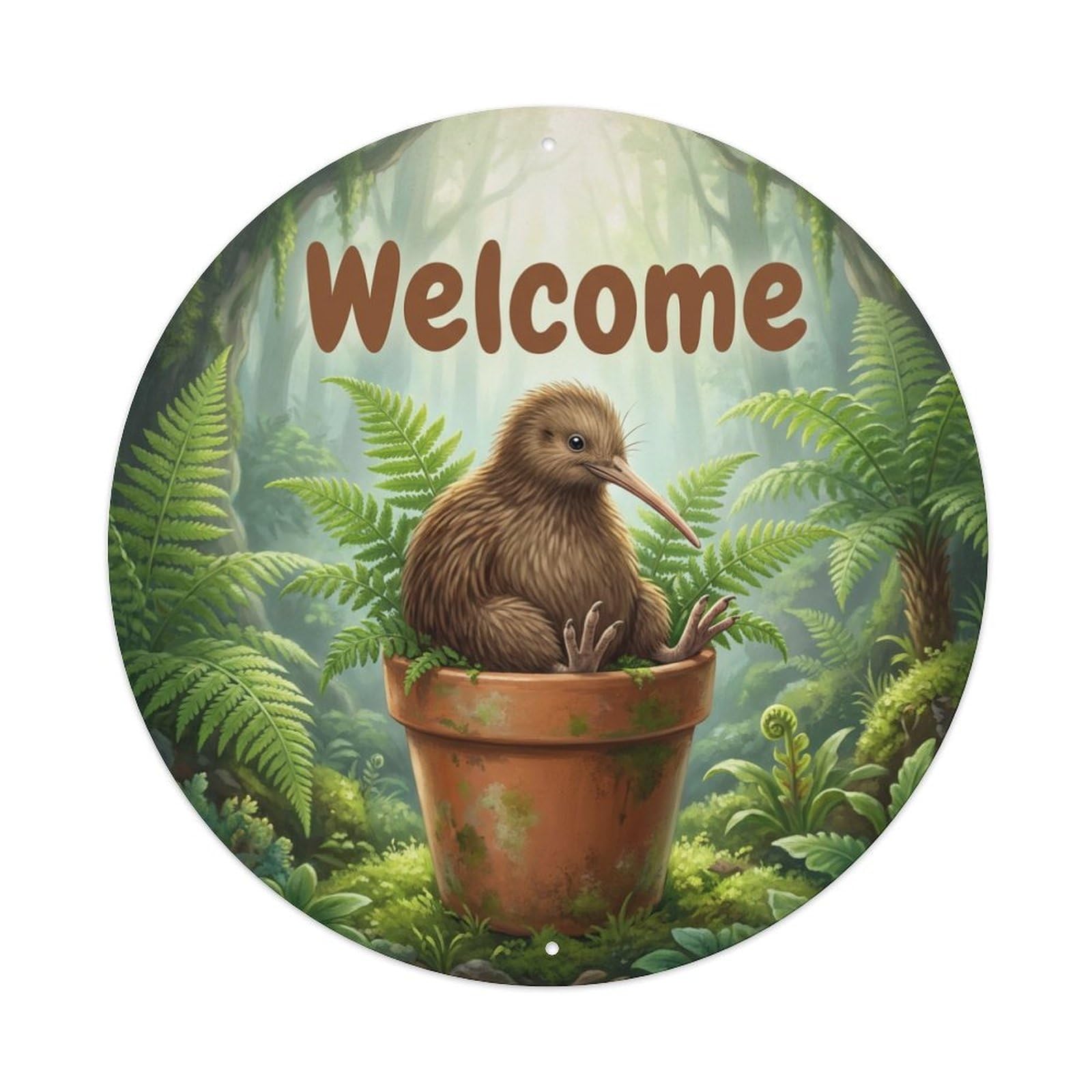 Welcome Kiwi Fern Grotto 1 Metal Tin Sign