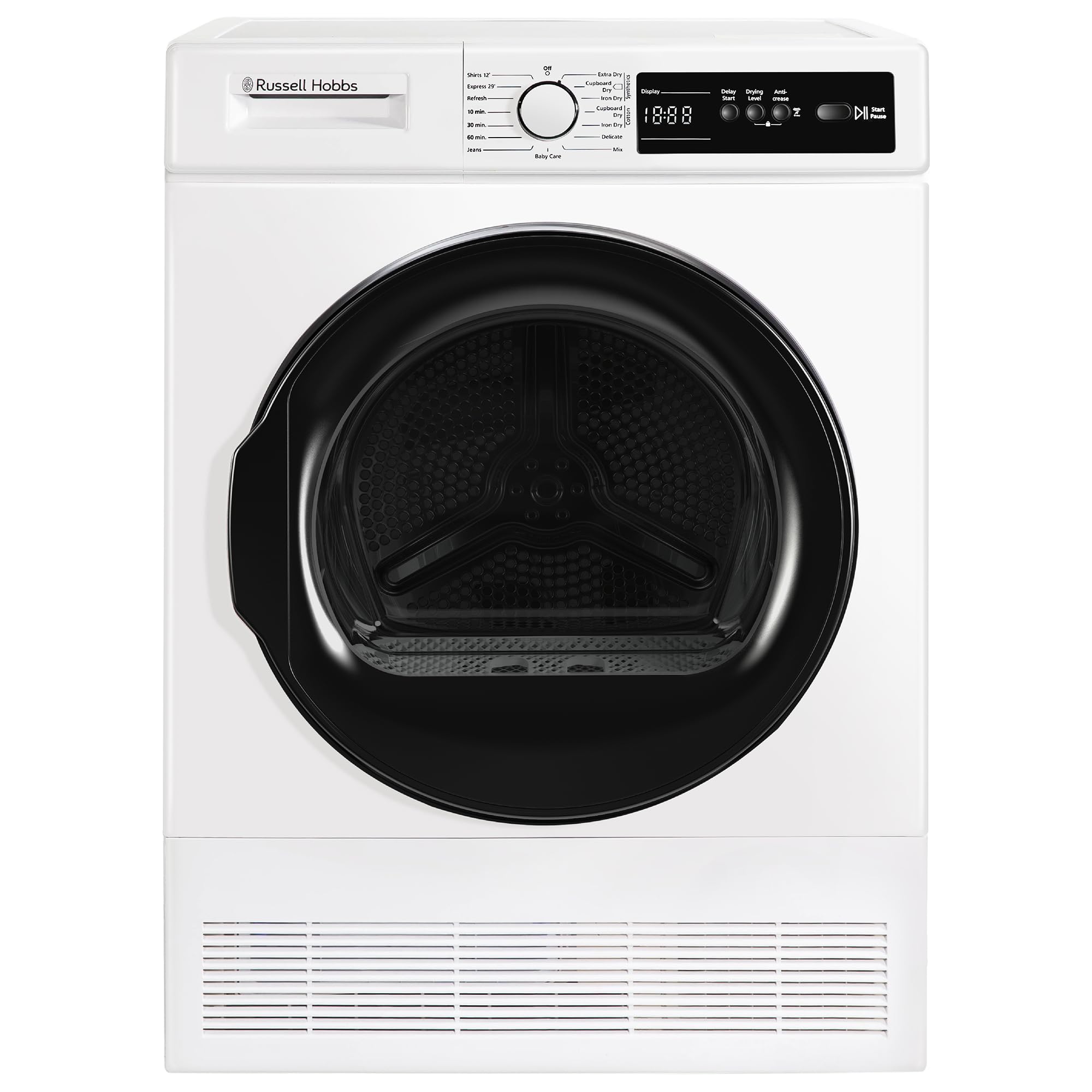 Russell Hobbs Freestanding Condenser Dryer Electric Tumble Dryer 15 Programmes 8kg Capacity 3 Heat Settings LED Display DelayStart Anti-Crease Child Lock Black Clothes Dryer RH8CTD111B — view 14