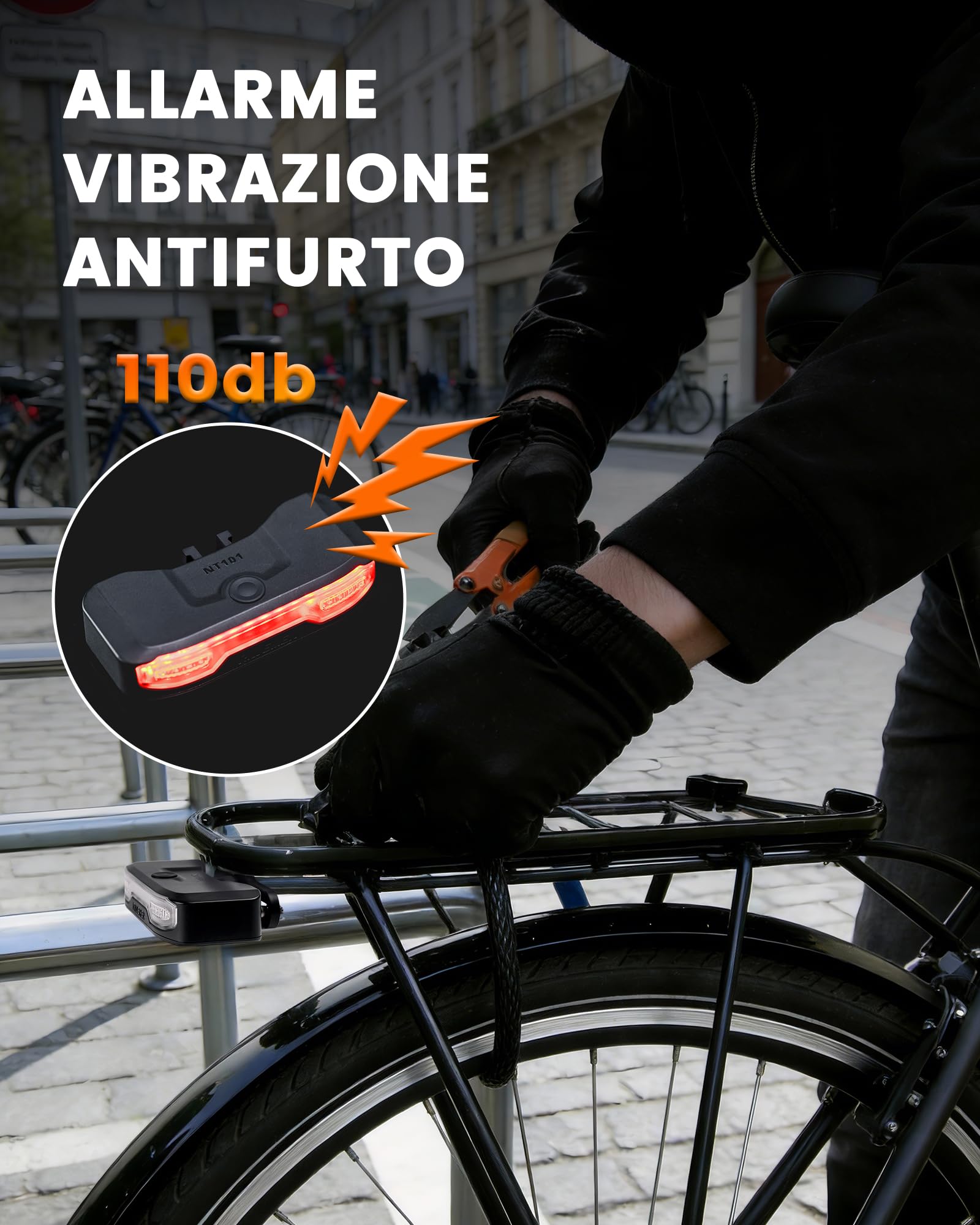 RAVEMEN NT101 Fanale Posteriore Intelligente per Bicicletta con Segnale di svolta, 6 modalità Impermeabile Luce Posteriore di Avvertimento con Telecomando