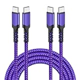 Besgoods USB C to USB C Cable, [10ft+10ft] Type C to Type C Cable 60W/3A PD Fast Charging Cord Compatible with iPhone 16 15 Pro Max Pad Air5/4/Mini6, Galaxy S24 S23 Ultra S22, Pixel -Purple,2Pack