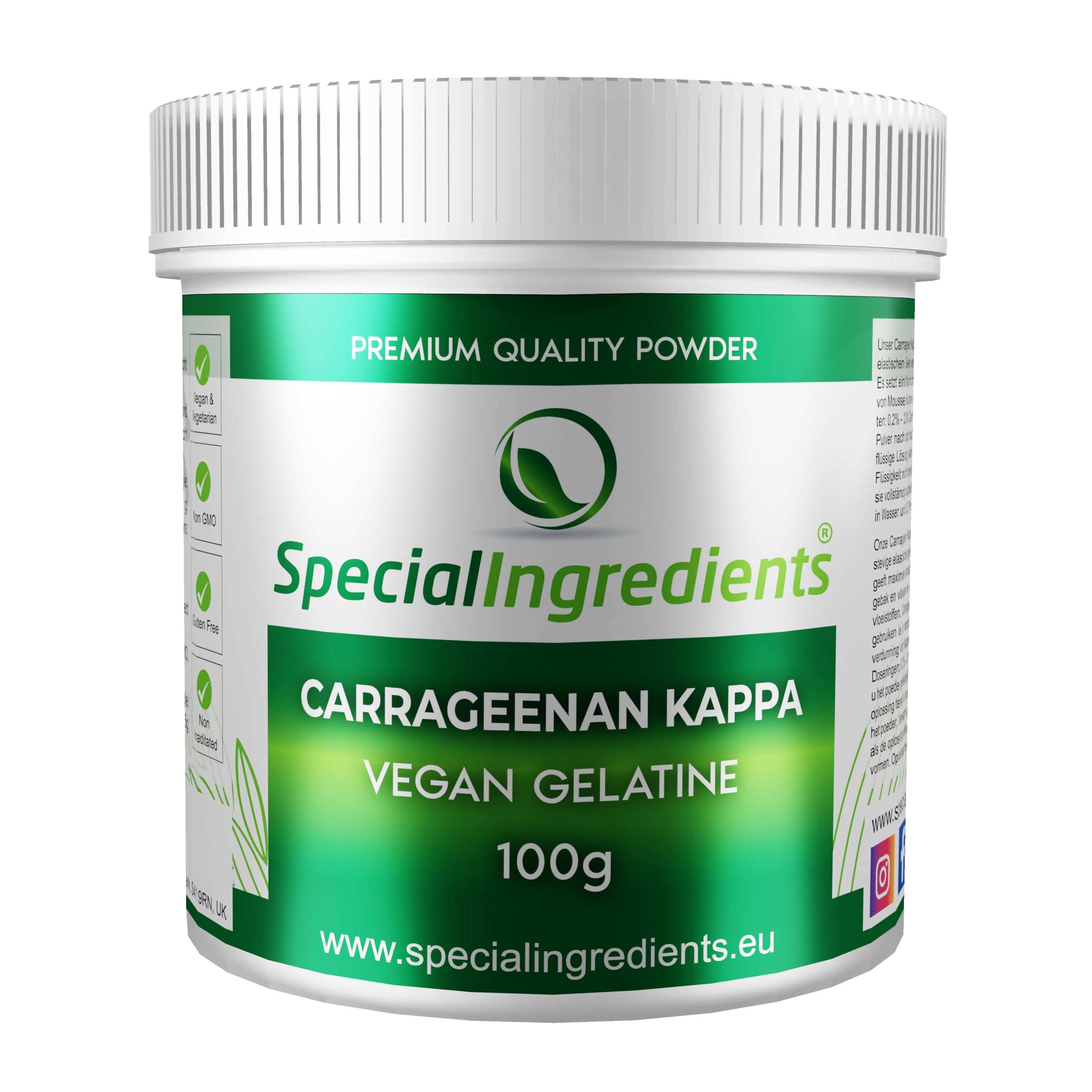 Special Ingredients Kappa-Carrageenan Pulver 250g Höchster Qualität, Vegan, GVO-frei