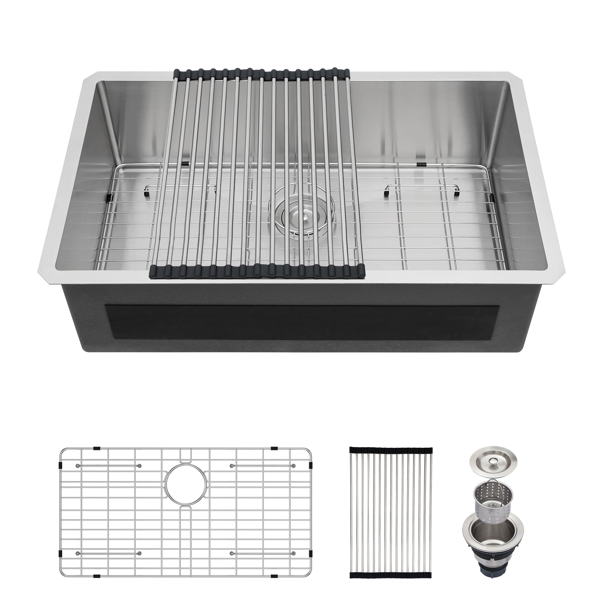 Photo 1 of 33 Kitchen Sink Undermount - GhomeG 33x19 Undermount Sink Deep Single Bowl 16 Guage Stainless Steel Under Counter Kitchen Sink Basin With R10 Round Corners 33 Inch Stainless Steel