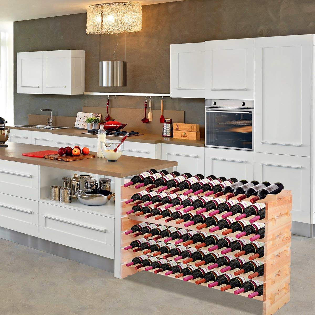 RELAX4LIFE Weinregal Kiefer, Weinschrank für 72 Weinflaschen, 6 Höhe Stapelbar, Weinständer für Küche & Wohnzimmer & Kneipe & Bar, ideale Weinfalschenregal für Weinliebhaber und Sammler, Natur