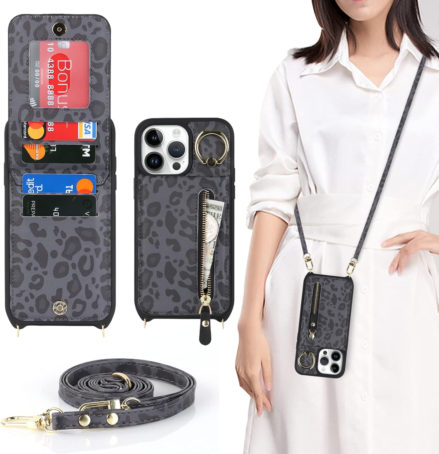 DEYHU for iPhone 13 pro Case with Card Holder for Women