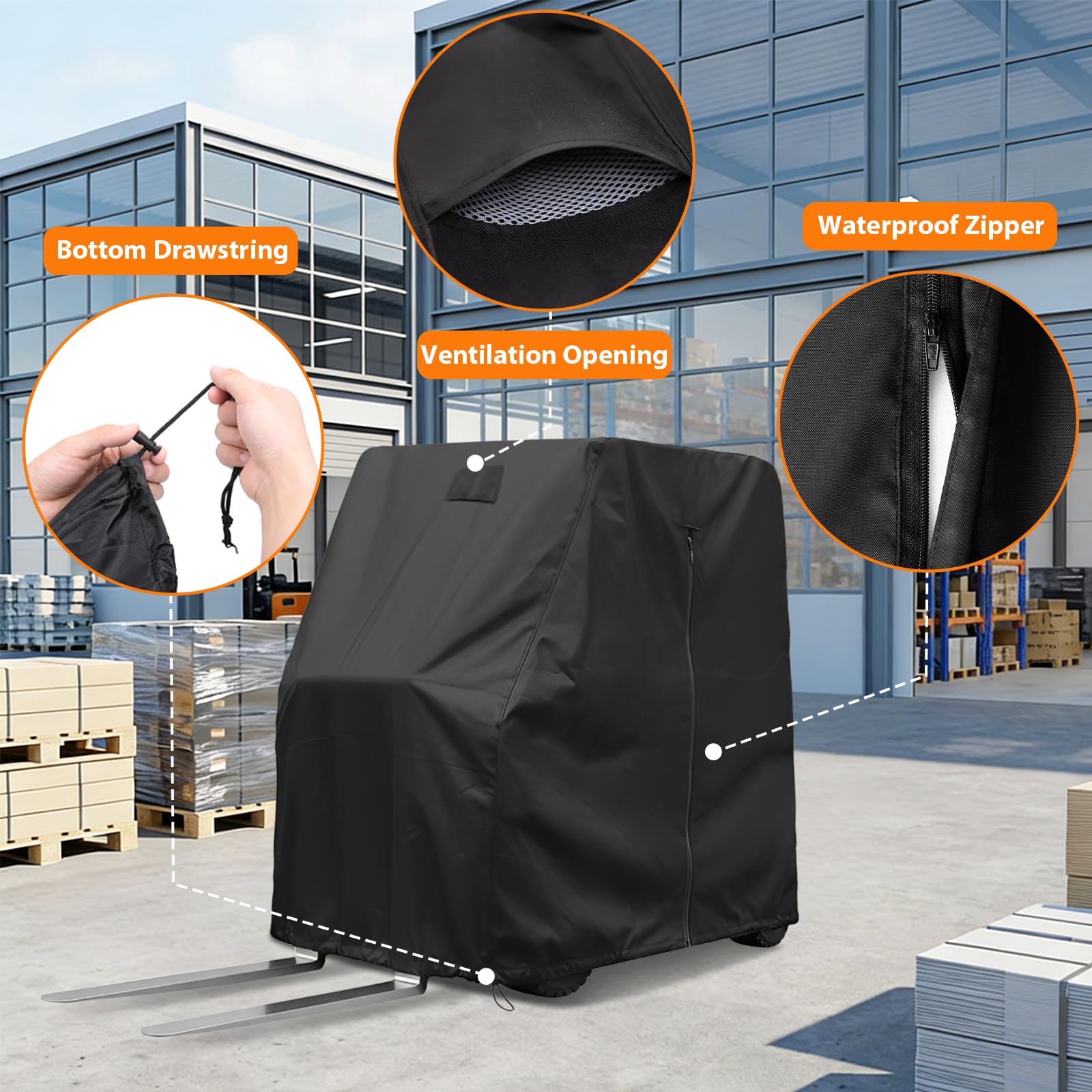 Gabelstapler Abdeckung, Geeignet Für Gabelstapler Mit Einer Tragkraft Von ca. 3628 kg, Material 420D, Regenfest, Staubdicht, VogelFäkalienbeständig, Schneesicher, mit UV-Schutz