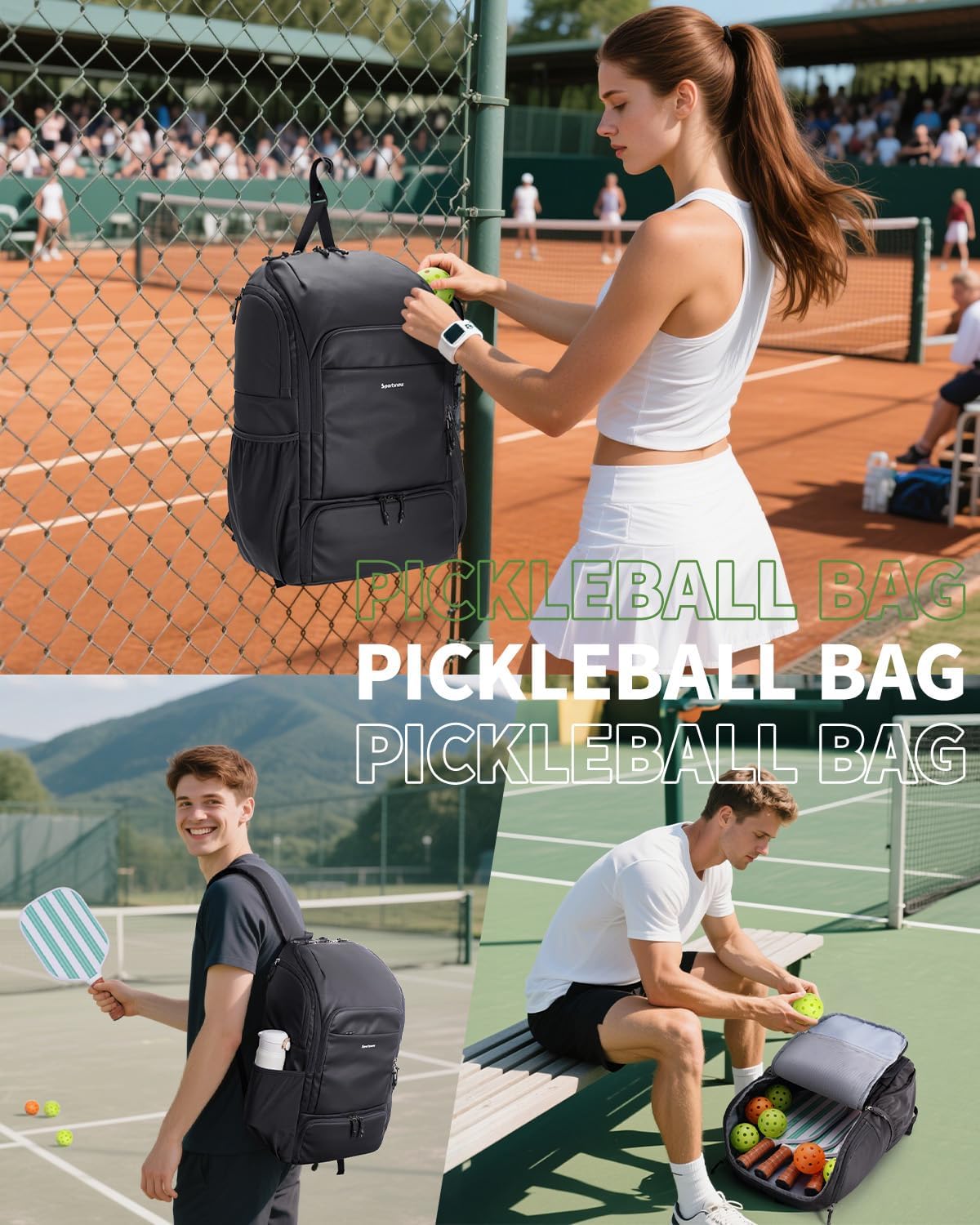 sportsnew Pickleball Bag Large Sports Pickleball Backpack with Shoe Compartment for Men Women, Patent Pending - Image 7