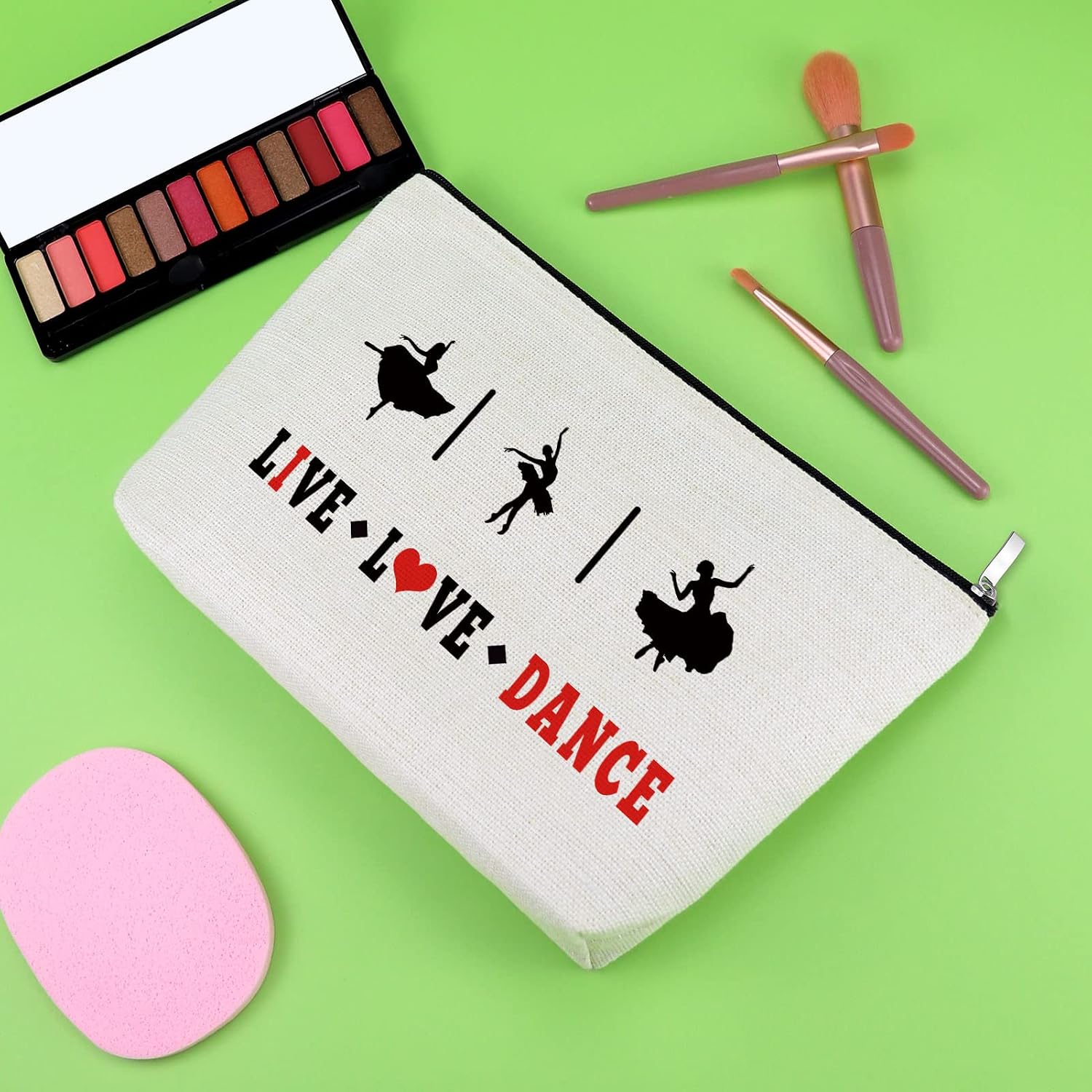 Dance Lover Ballet Dancer Gift Bag, Makeup Cosmetic Pouch for Women Girls Dance Teacher Coach Student, Travel - Image 3