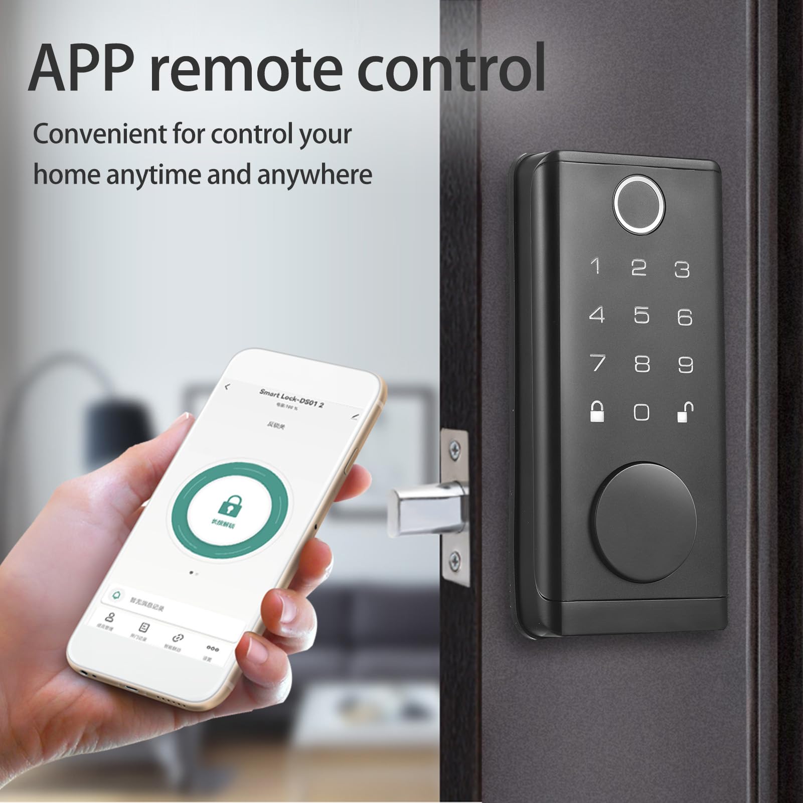 Ejoyous Set di Serratura Intelligente per Porta D'ingresso, Serratura Intelligente con Impronta Digitale per Porta D'ingresso, Serratura Elettronica Senza Chiave con Maniglia e