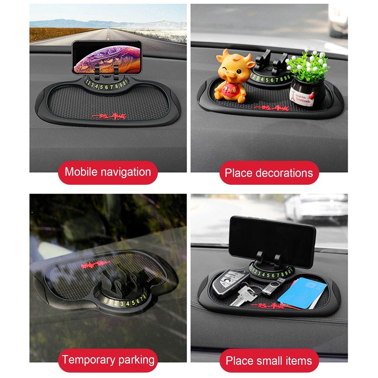 CGEAMDY Tappetino Auto Cruscotto Anti-Scivolo, Antiscivolo Mat per Telefoni Cellulari, Occhiali da Sole e Chiav, Tappetino Antiscivolo Cruscotto per Porta Cellulare Auto, GPS, Casa (Pelle
