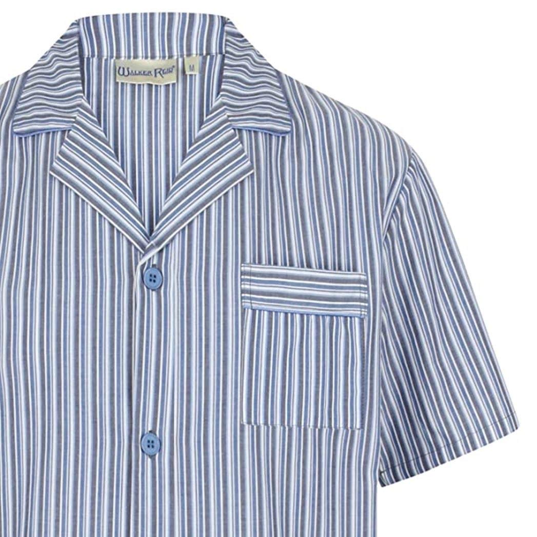 von Slenderella Herrenstreifen Pyjama aus 100% ägyptischer Baumwolle Blau oder Rot M-3XL