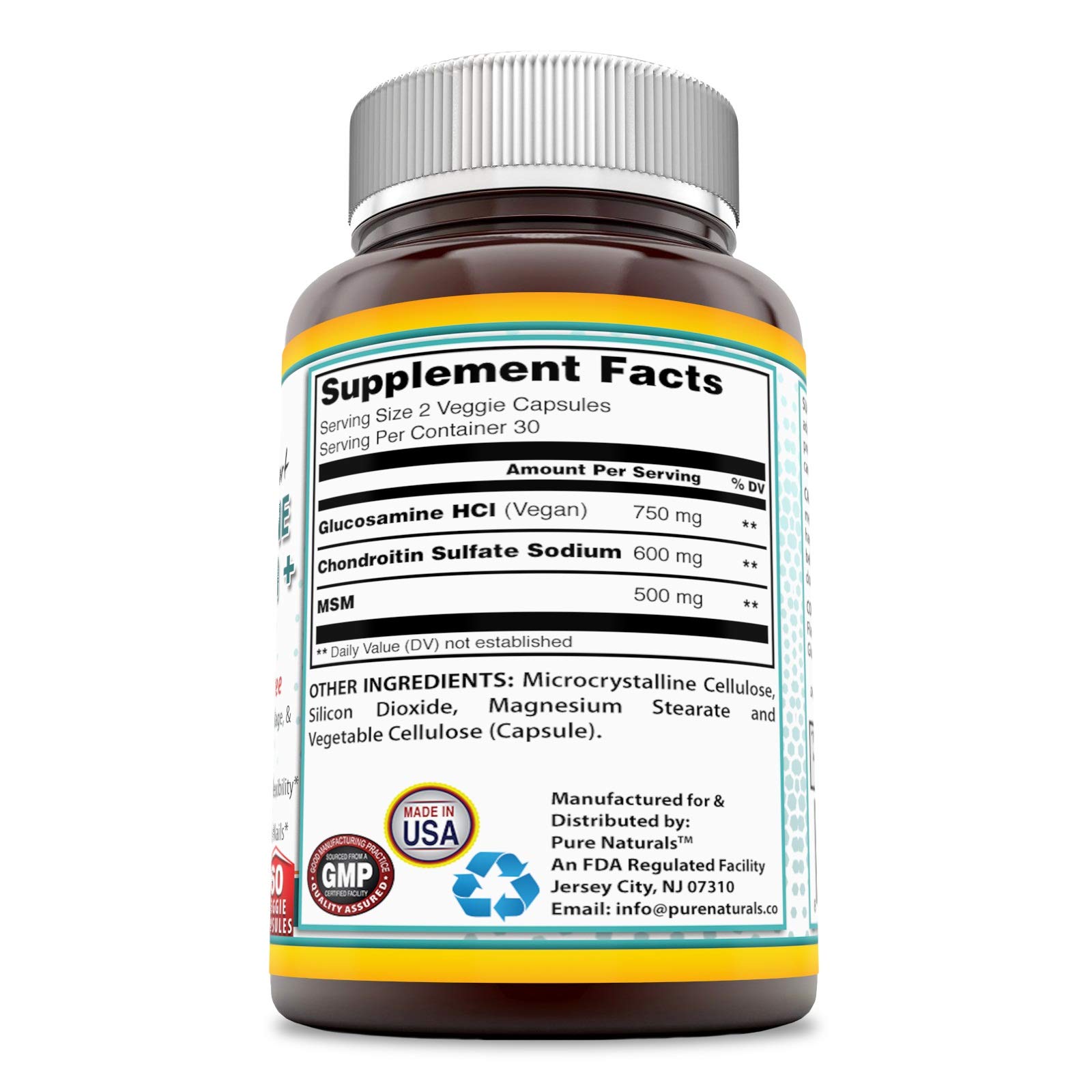 Buy Pure Naturals Glucosamine Chondroitin + MSM ShellfishFree 60