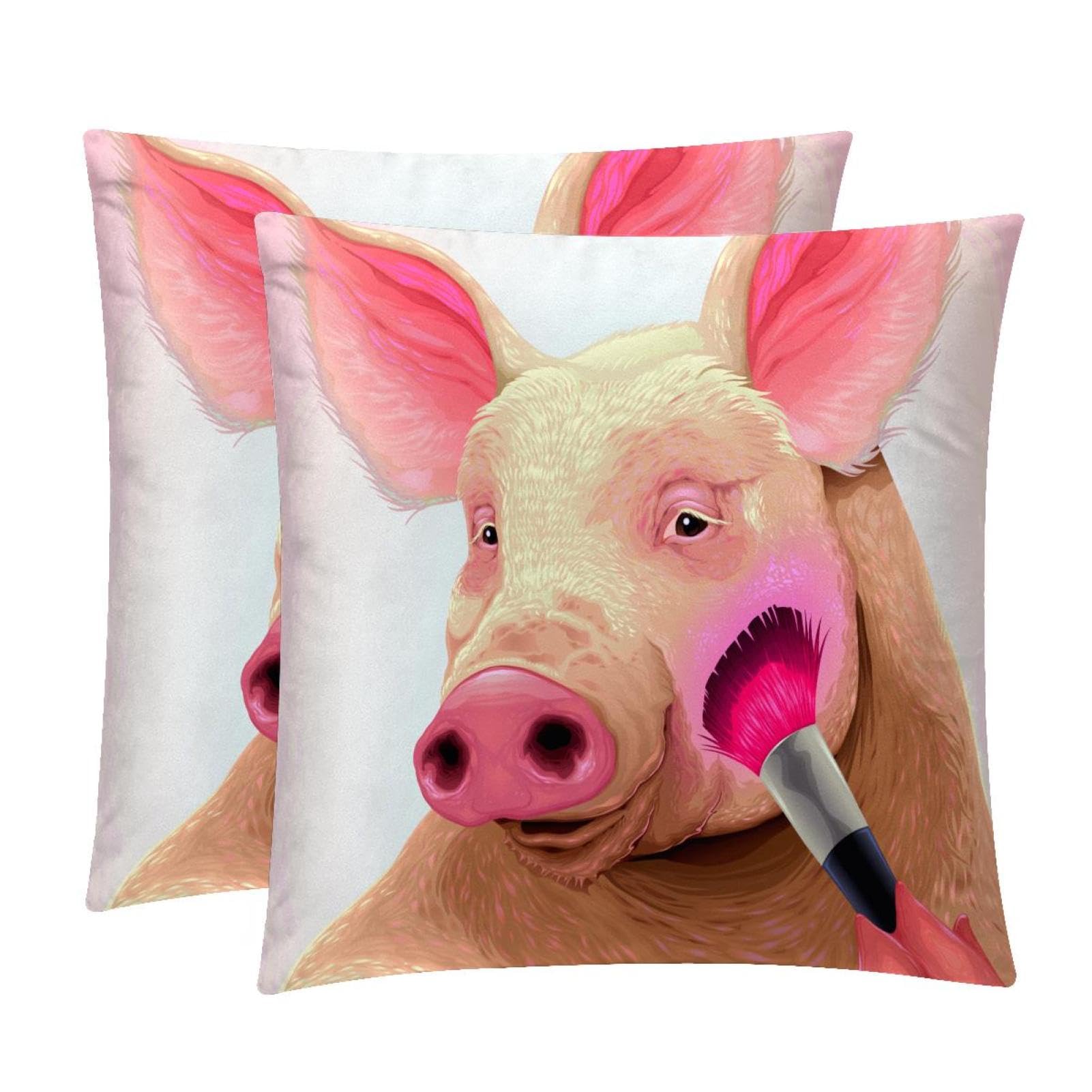 TDGKPZ Funny Pig Throw Pillow Covers 2 Pack Cushion Cases Decorative Pillow Cases Home Decor 45x45cm
