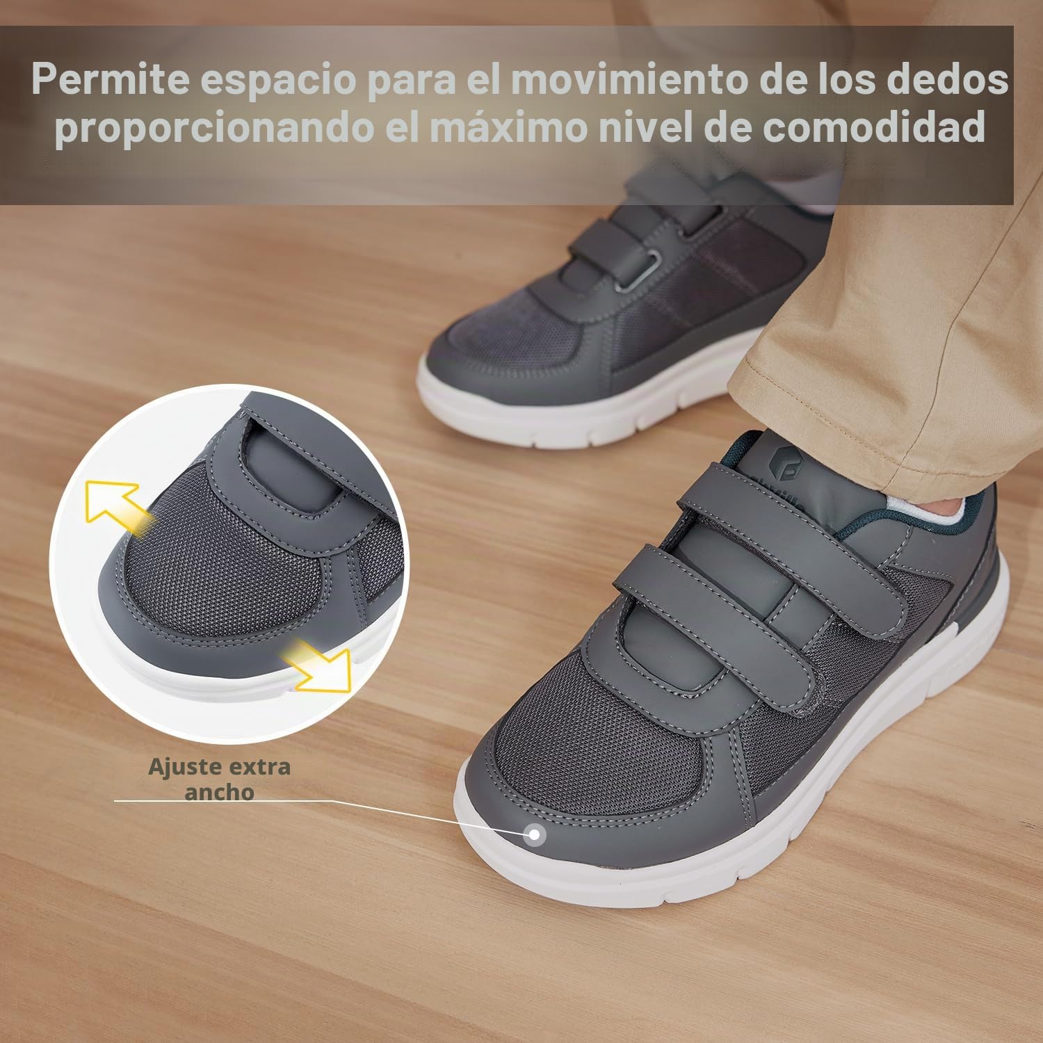FitVille Zapatos para Hombre Zapatos Anchos Especiales para Pies Sensibles Cómodas Zapatillas Ajustables