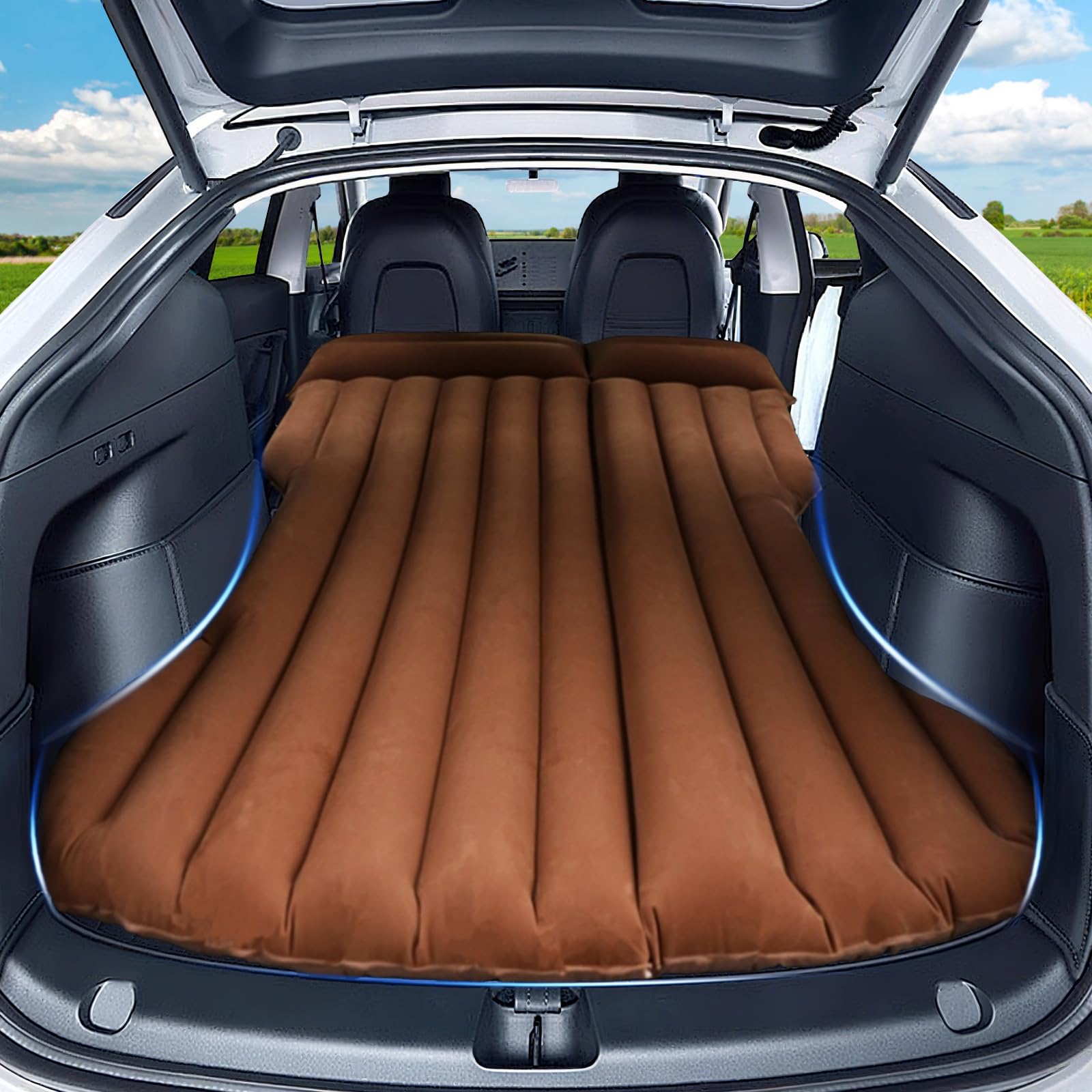 Rainpal SUV Materasso Gonfiabile per Auto, per Viaggi, Campeggio, Attività all'Aperto - Ispessito, Comodo e Durevole per Bagagliaio (Marrone)